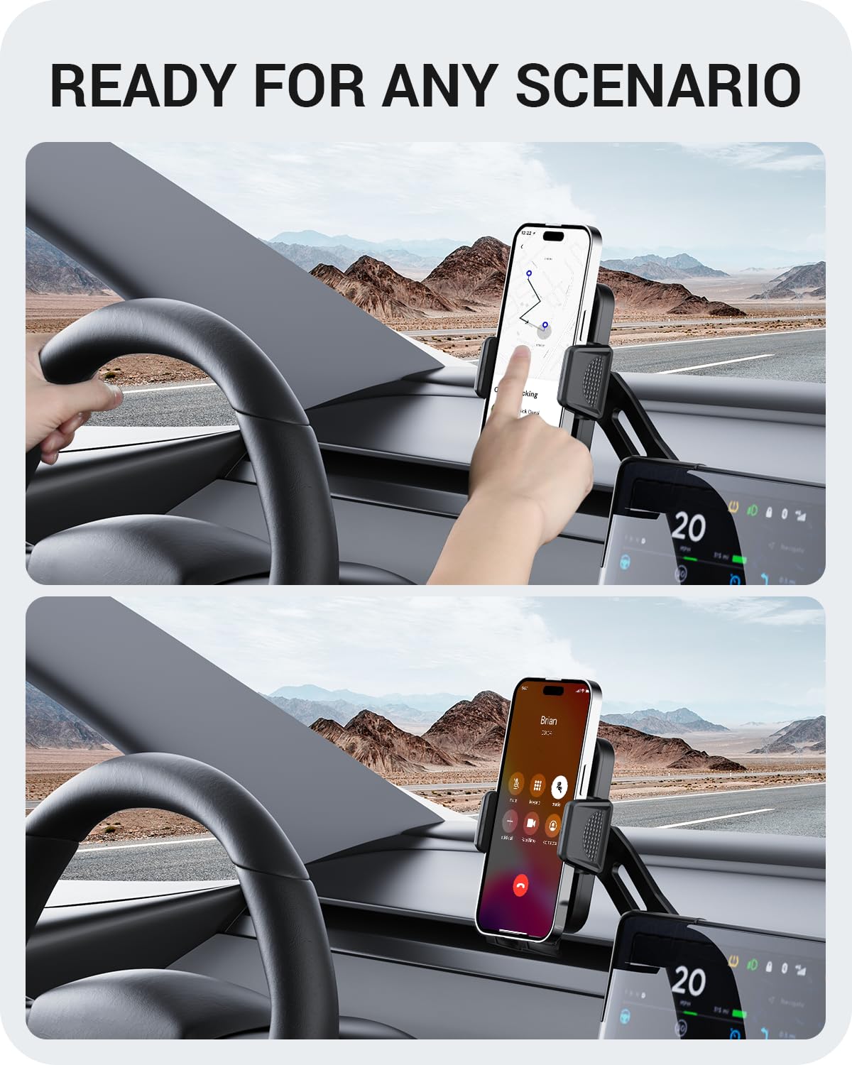 2025-2026 Tesla Model 3 Highland & Model Y Juniper Phone Mount - 360° Strong Adhesion | BASENOR