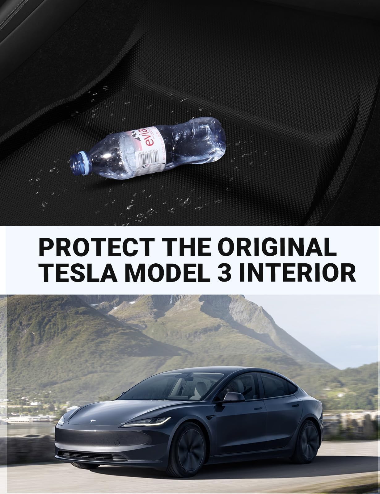 BASENOR 2025 Upgraded 6PCS Tesla Model 3 Floor Mats All-Weather Car Mats Anti-Slip 3D Material Cargo Liner Trunk Mat for 2024 2025 Model 3 Highland Accessories