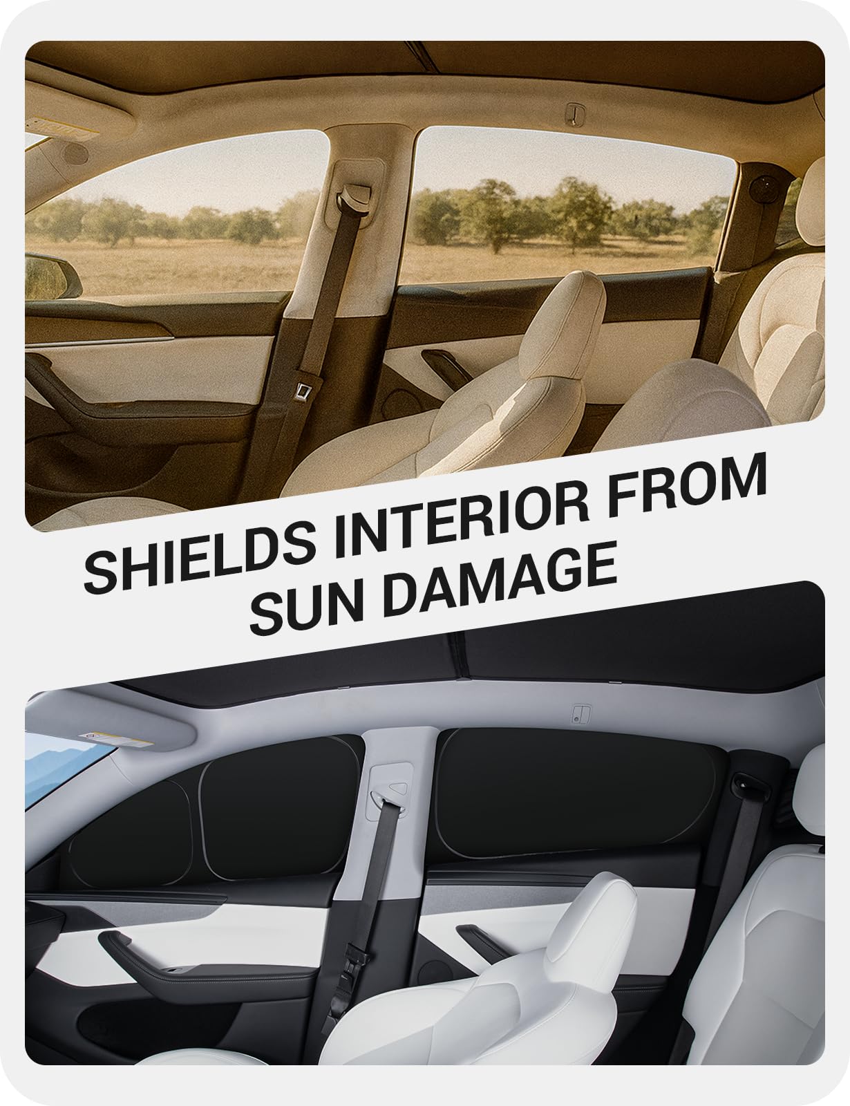 BASENOR 2020-2026 Tesla Model Y Sunshade Side Windows for Kids & Camping & Privacy Rest