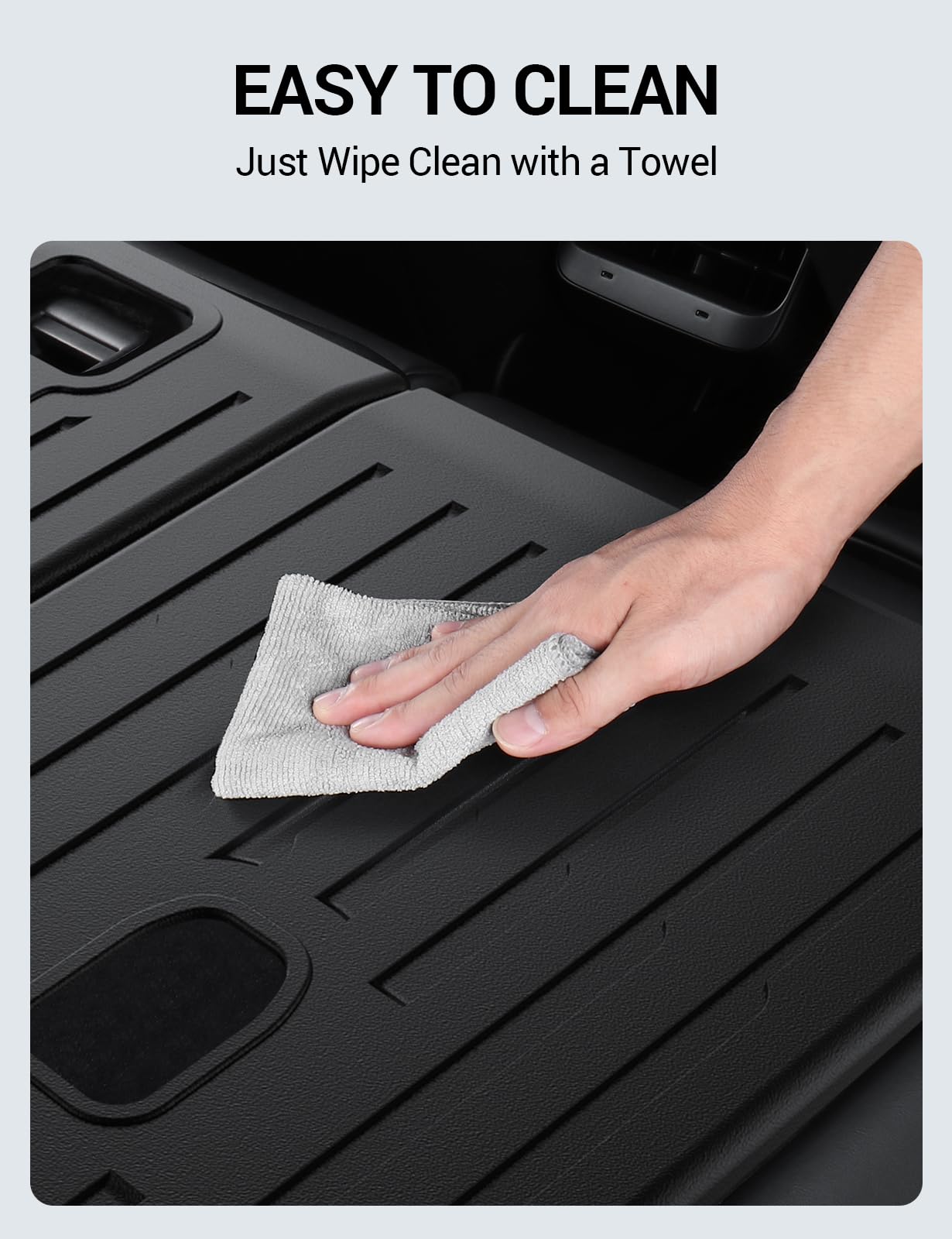 BASENOR 3PCS Tesla Model Y Second Row Seats Back Cover All Weather TPE Rear Back Seat Protector Waterproof Interior Backrest Cover Pet Mat for 2024-2020 Model Y Accessories