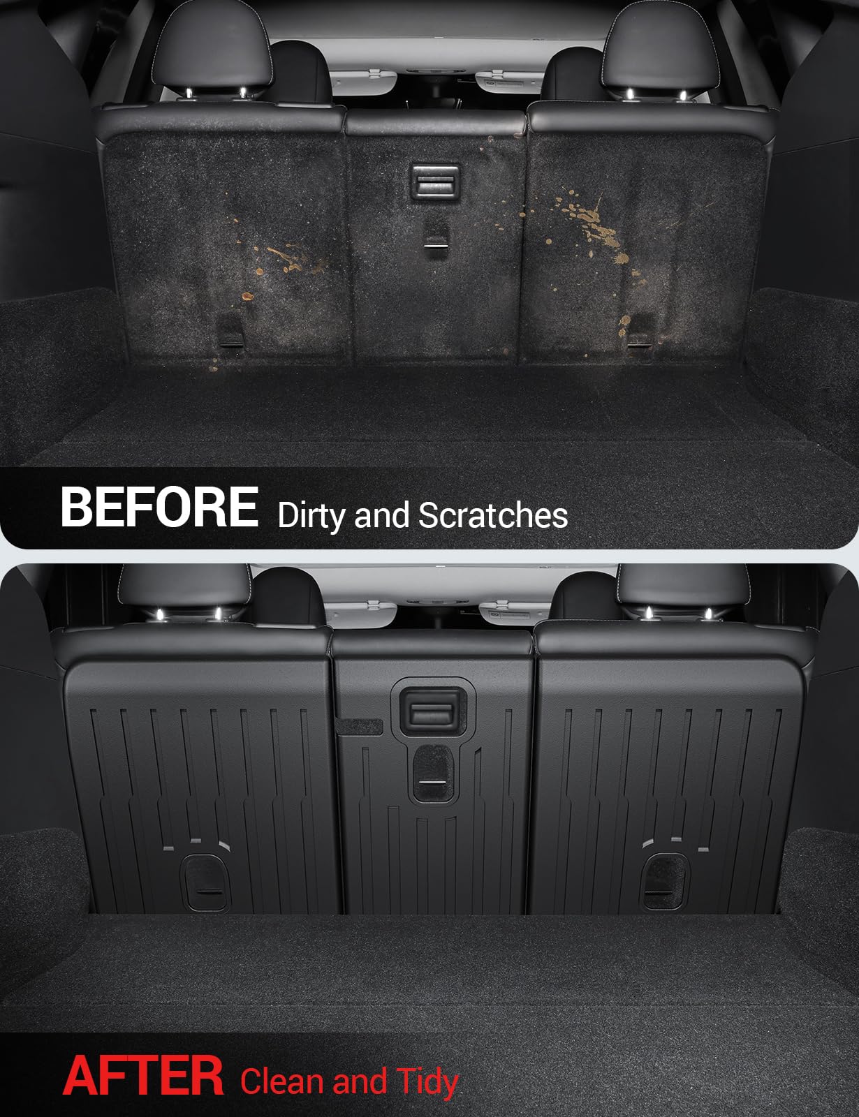 BASENOR 3PCS Tesla Model Y Second Row Seats Back Cover All Weather TPE Rear Back Seat Protector Waterproof Interior Backrest Cover Pet Mat for 2024-2020 Model Y Accessories