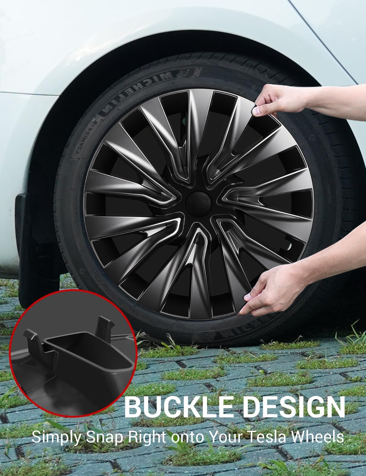 BASENOR 2025 Upgraded Tesla Model 3 Nova Wheel Covers Hubcaps 18 Inch Hub Caps Rim Protectors Cover Replacement Protection for 2024 2025 Model 3 Highland Accessories Silver (Set of 4)