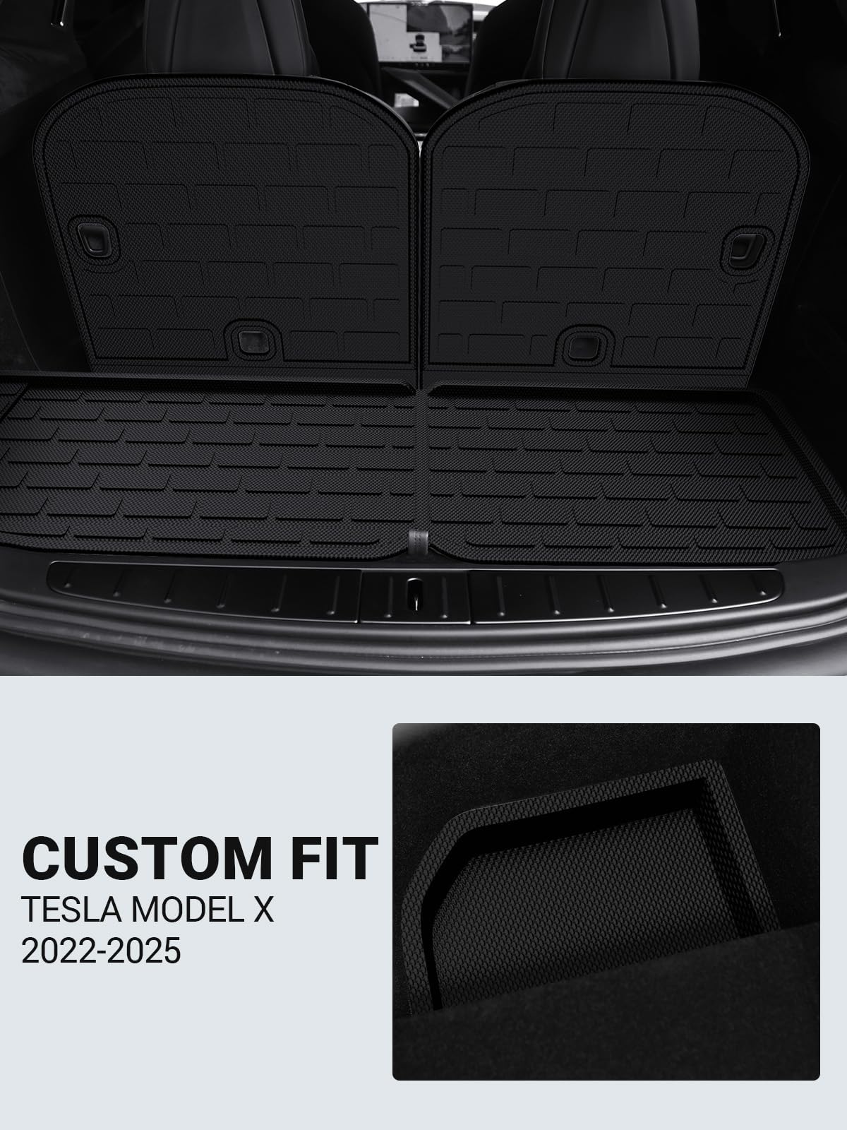 BASENOR 10PCS Tesla Model X Floor Mats 7-Seater All Weather Cargo Liner Mat XPE Car Mats Anti-Slip Trunk Mat Back Seat Cover Model X Plaid Accessories 2022-2025