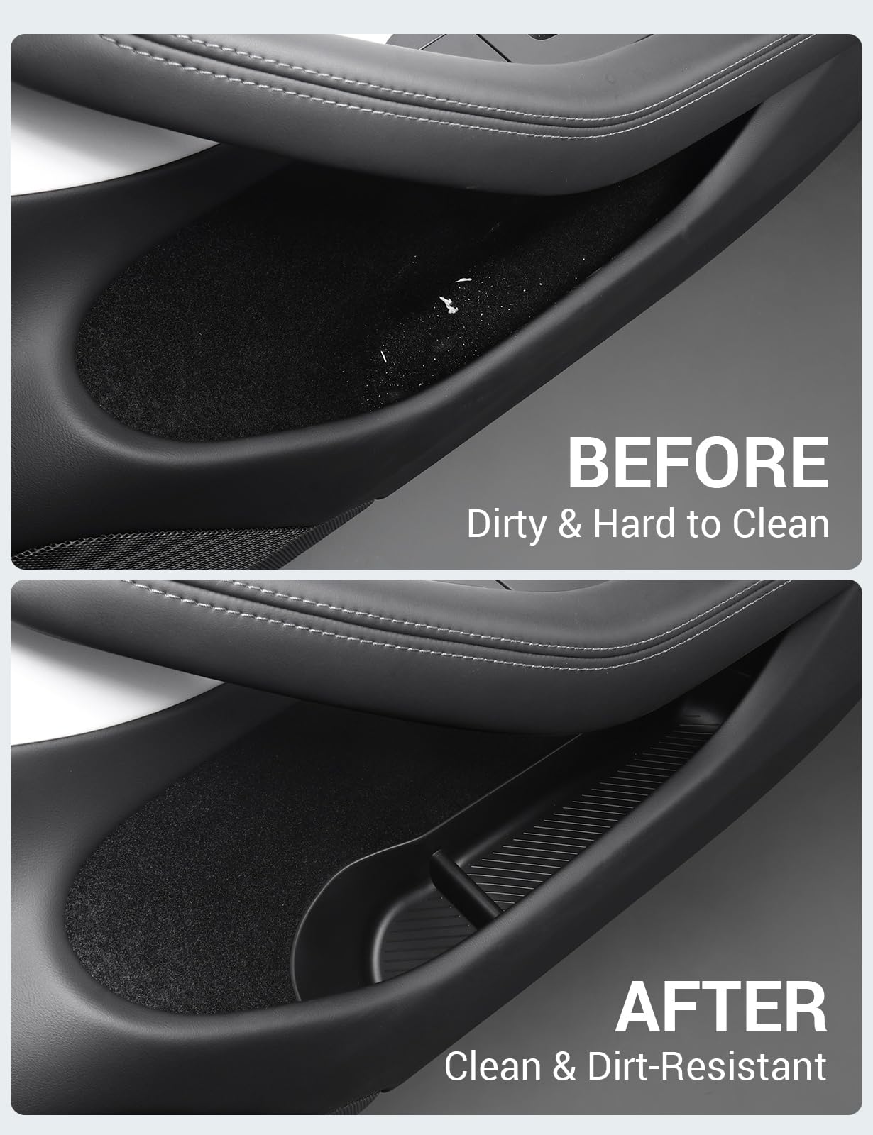 BASENOR 2025 2024 Tesla Model 3 Door Side Storage Box, Door Pocket Liners, TPE Front & Rear Side Organizer Tray Protector Liner for Model 3 Highland Refresh Accessories Set of 4