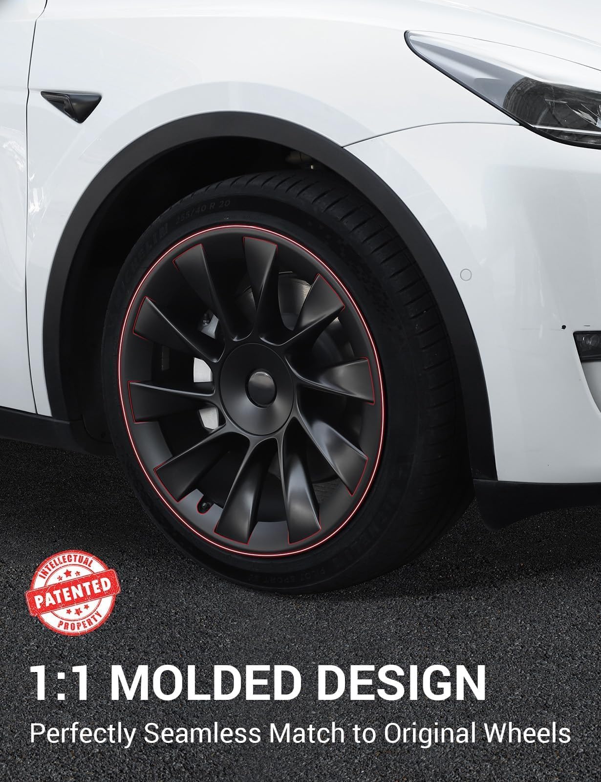 BASENOR Tesla Model Y 20 Inch Wheel Rim Protector ABS Rim Guard Rim Hubcap Cover Car Protection Tire Trim Rings for Model Y Exterior Accessories