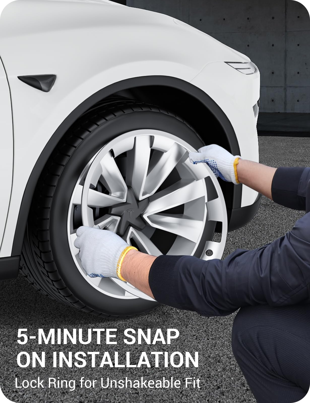 BASENOR 2026 2025 Tesla Model Y Juniper 20 Inch Wheel Rim Protector, Rim Guard Hubcap Curb Rash Cover, Car Protection Tire Trim Rings for Model Y Exterior Accessories Silver