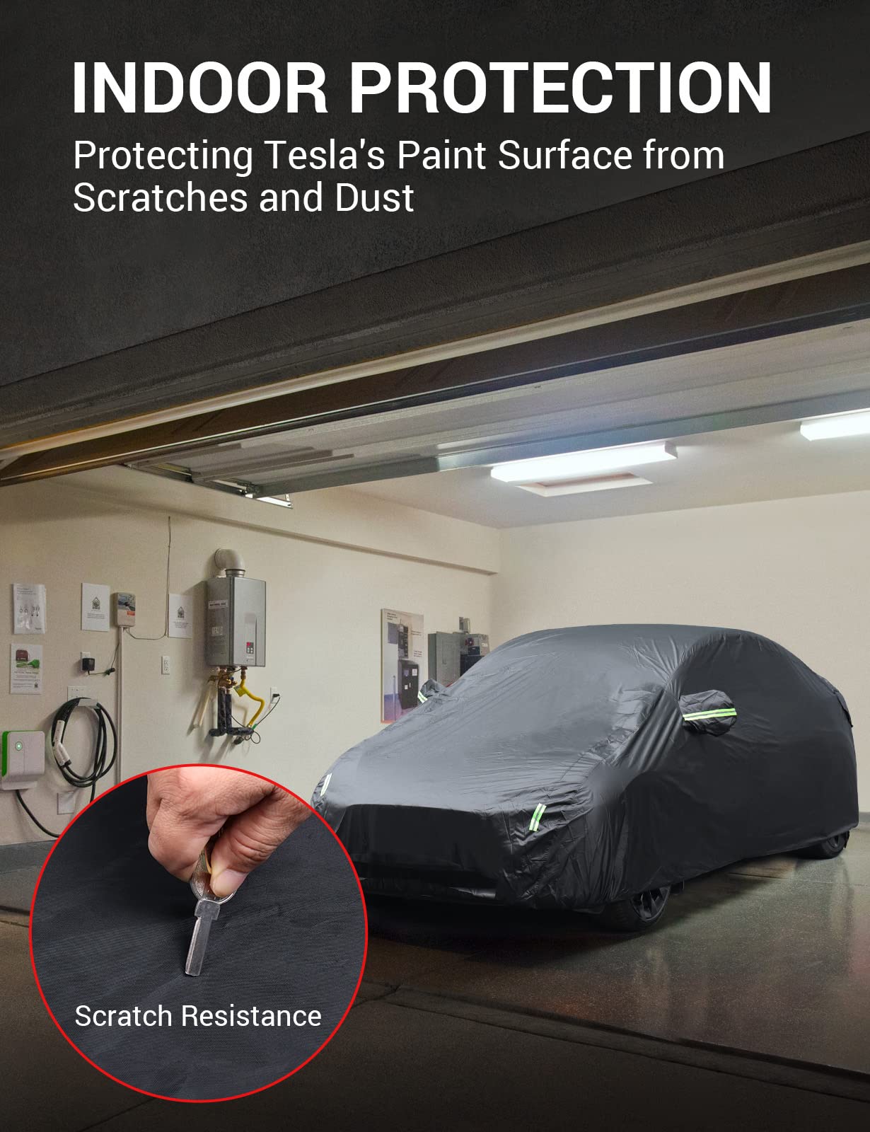 BASENOR Tesla Car Cover for Model Y 2020-2026, Waterproof All-Weather Outdoor Shield from UV Sun, Snow & Dust, Full Exterior Cover w/Zipper Access & Charging Port (Standard, Premium & Performance)