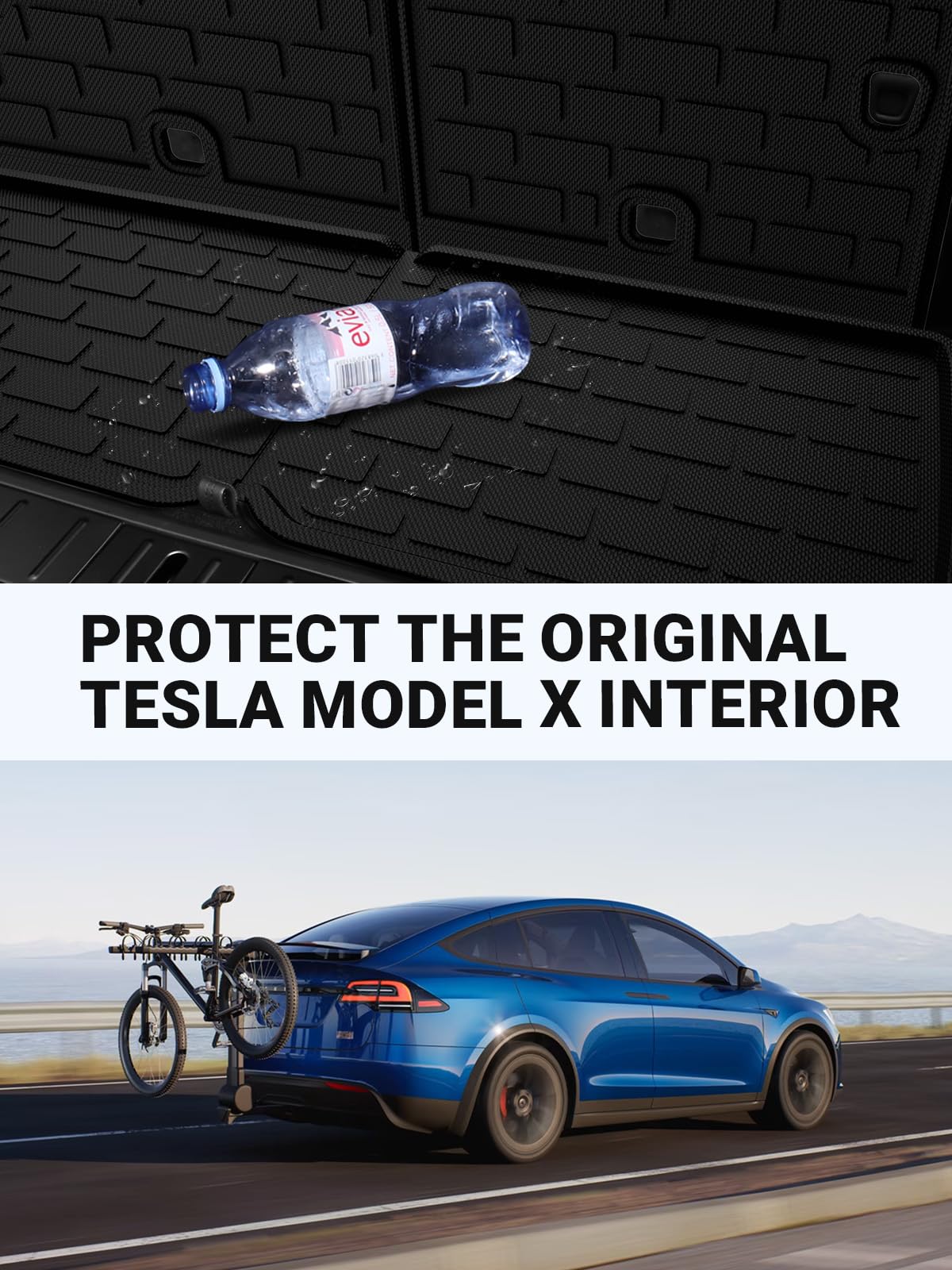 BASENOR 10PCS Floor Mats for Tesla Model X 6-Seater All Weather Protection XPE Car Mats Anti-Slip Trunk Mat Cargo Liners Back Seat Cover Model X Plaid Accessories 2022-2025