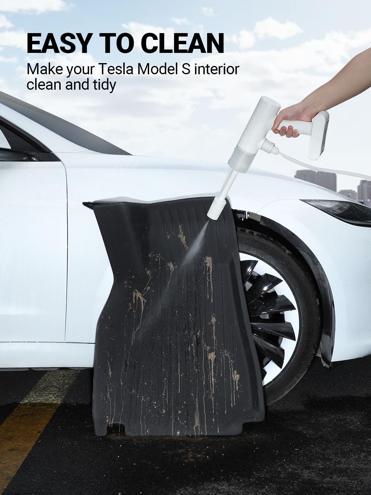 BASENOR 2026 7PCS Floor Mats for Tesla Model S Model S Plaid 3D Material Cargo Liners All-Weather Car Mats Anti-Slip Trunk Mat Model S Accessories Custom Fit 2021-2026