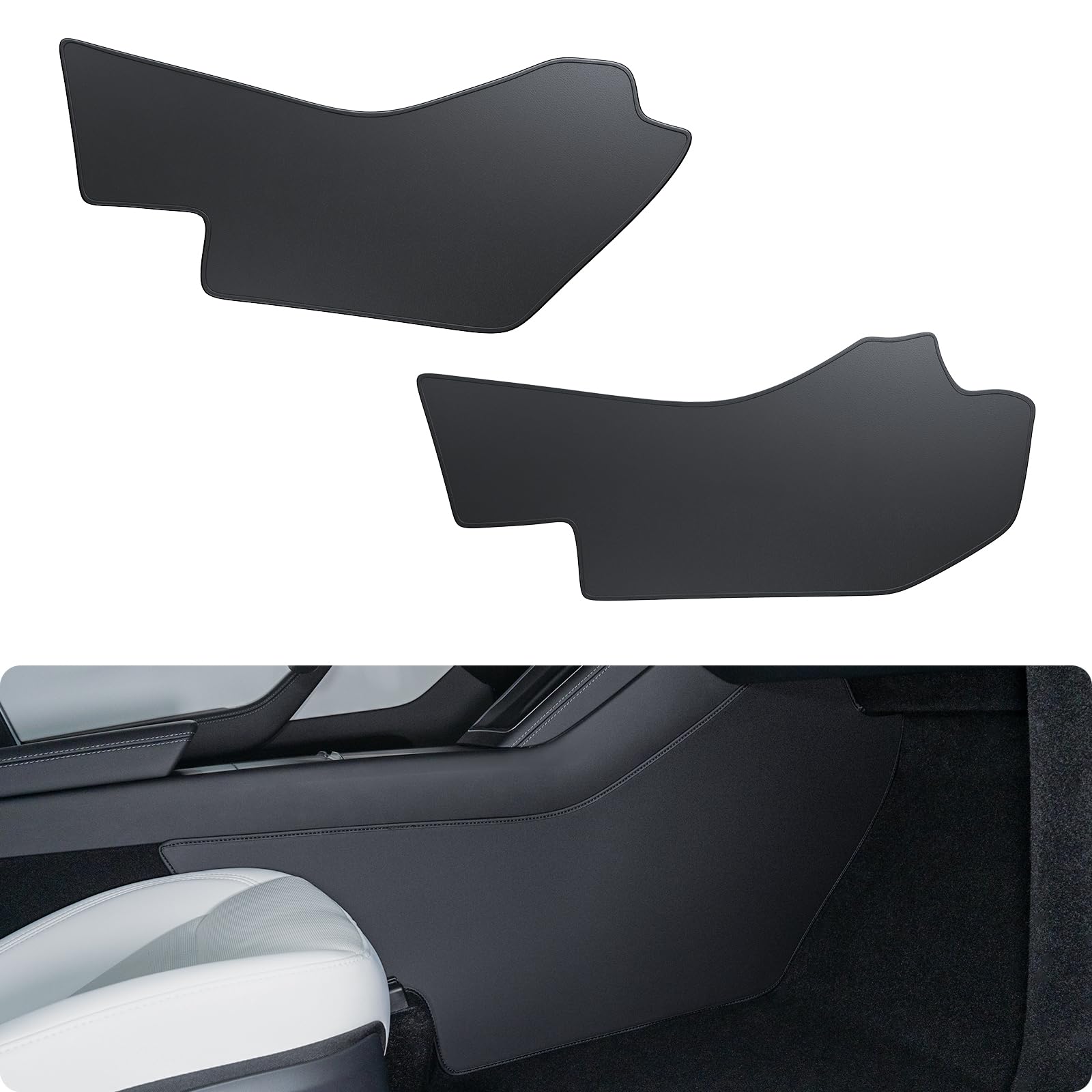 BASENOR 2025 2026 Tesla Model Y Center Console Side Anti-Kick Mats, Waterproof & Dust Resistant Protector Cover Front Seat for Model Y Juniper (Standard, Premium & Performance) Accessories 2PCS