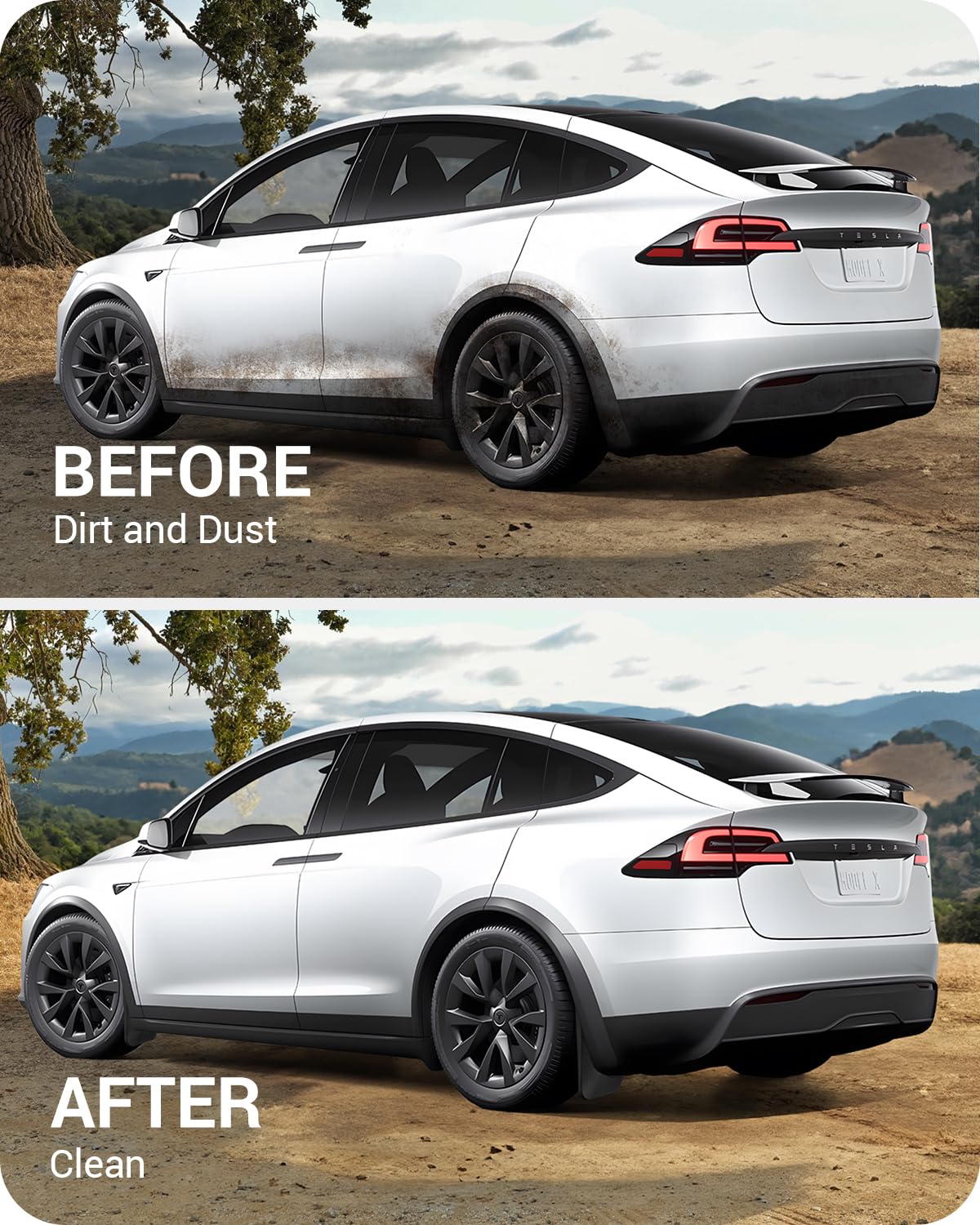 BASENOR 2025 New Version Tesla Model X/Model X Plaid Mud Flaps Splash Guards No Drilling No Tape Mudguards Vehicle Tire Protector Mudflaps for 2022-2025 Tesla Exterior Accessories (Set of 4)