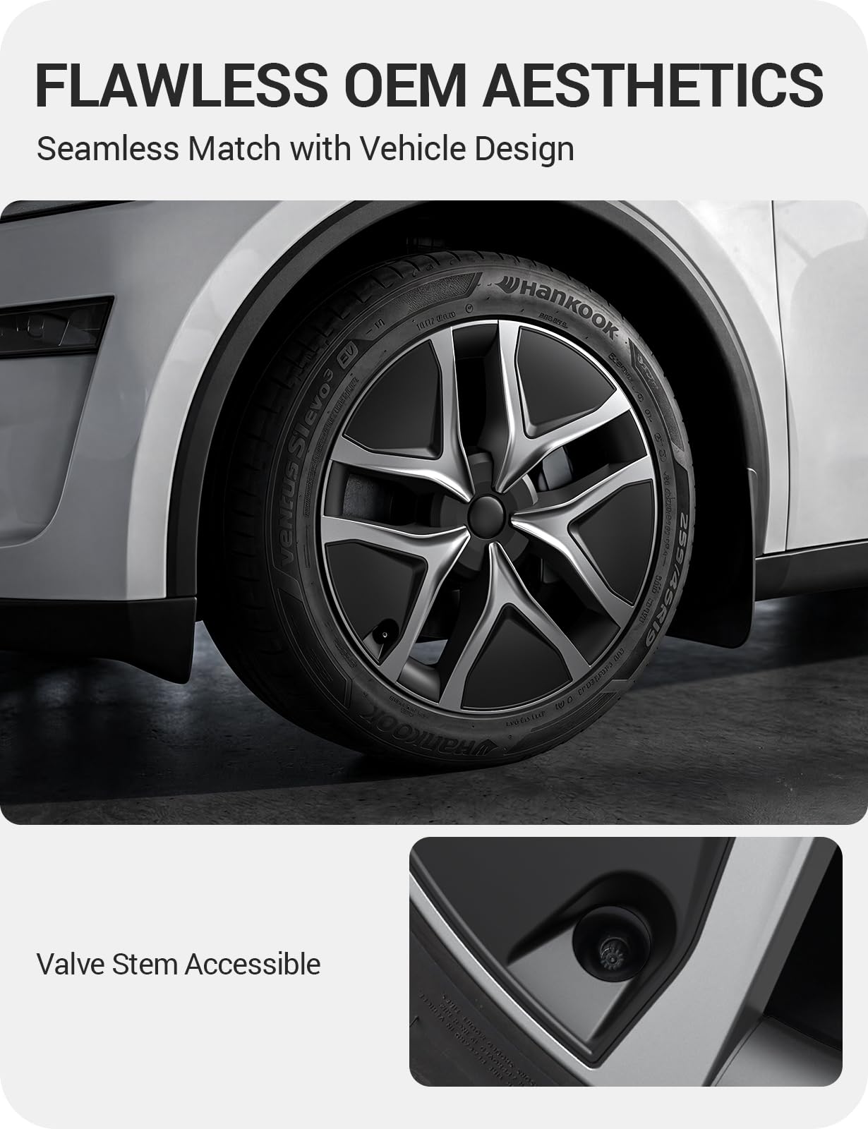 2025-2026 Tesla Model Y Juniper 19" Wheel Covers - Aerodynamic Hubcaps Black & Silver | BASENOR