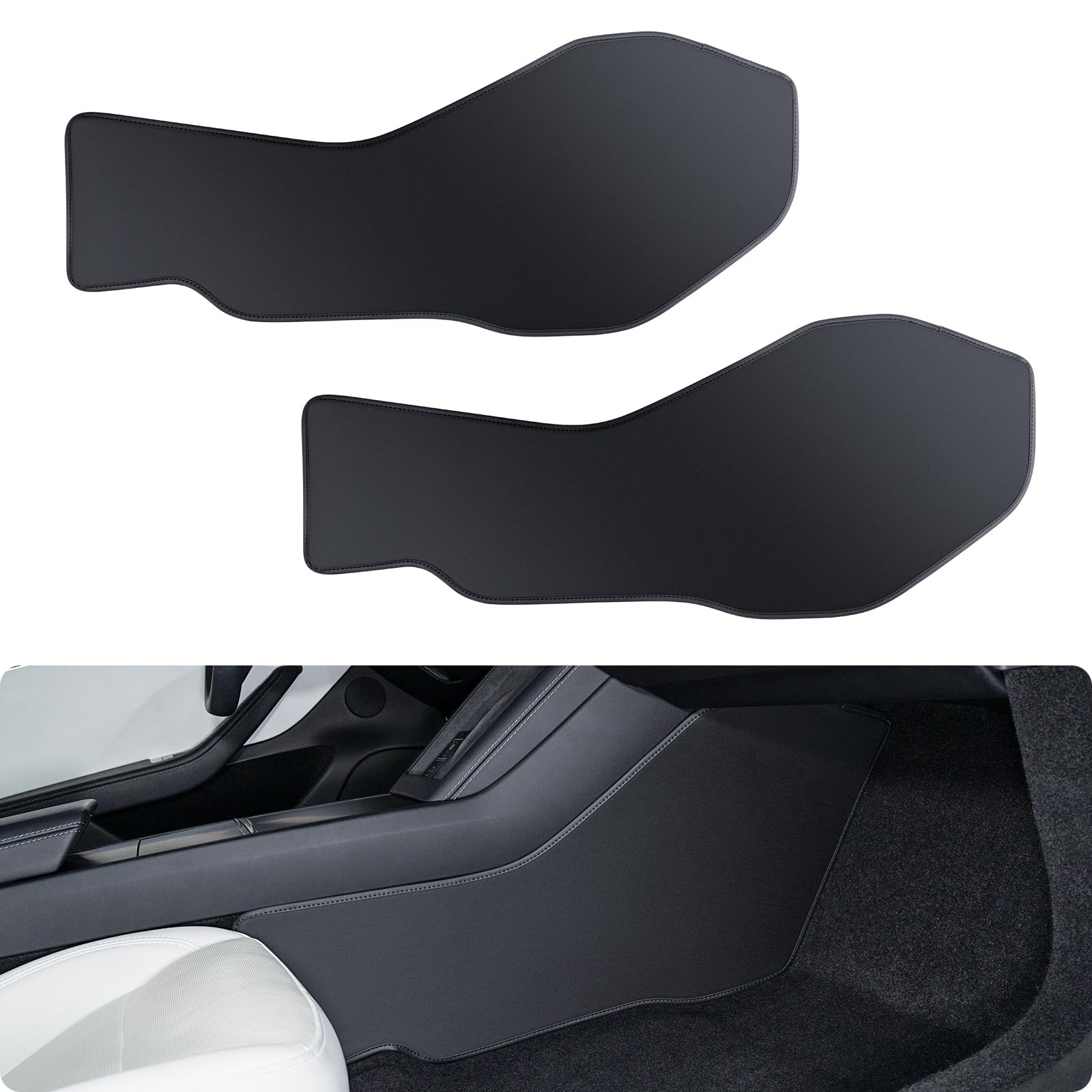 BASENOR 2025 2024 Tesla Model 3 Center Console Side Anti-Kick Mats, Waterproof & Dust Resistant Protector Cover Front Seat Side Leather Pad for Model 3 Highland Interior Accessories 2PCS