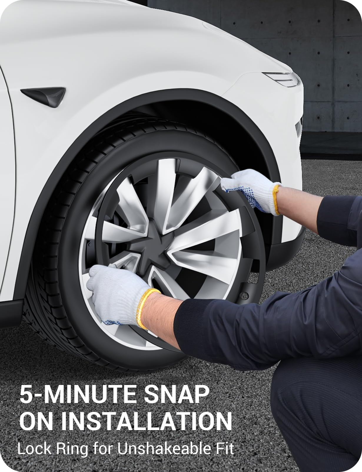 BASENOR 2026 2025 Tesla Model Y Juniper 20 Inch Wheel Rim Protector, Rim Guard Hubcap Curb Rash Cover, Car Protection Tire Trim Rings for Model Y Exterior Accessories Matte Black