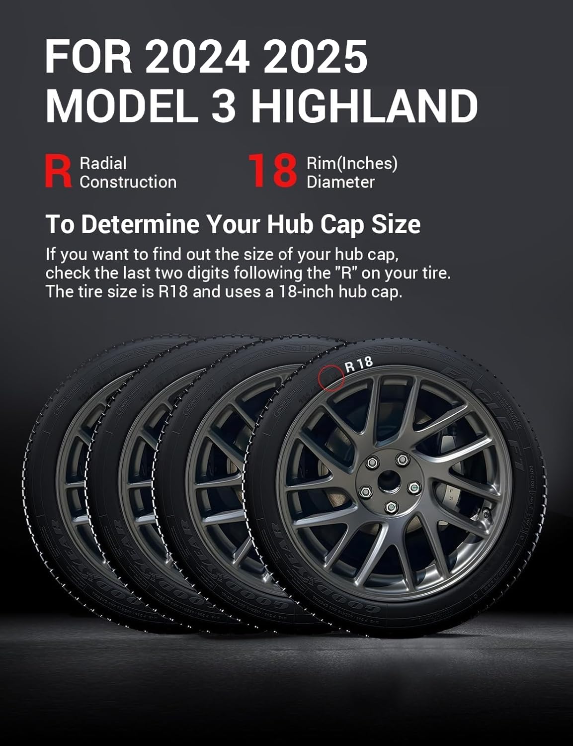 BASENOR 2025 Upgraded Tesla Model 3 Nova Wheel Covers Hubcaps 18 Inch Hub Caps Rim Protectors Cover Replacement Protection for 2024 2025 Model 3 Highland Accessories Silver (Set of 4)