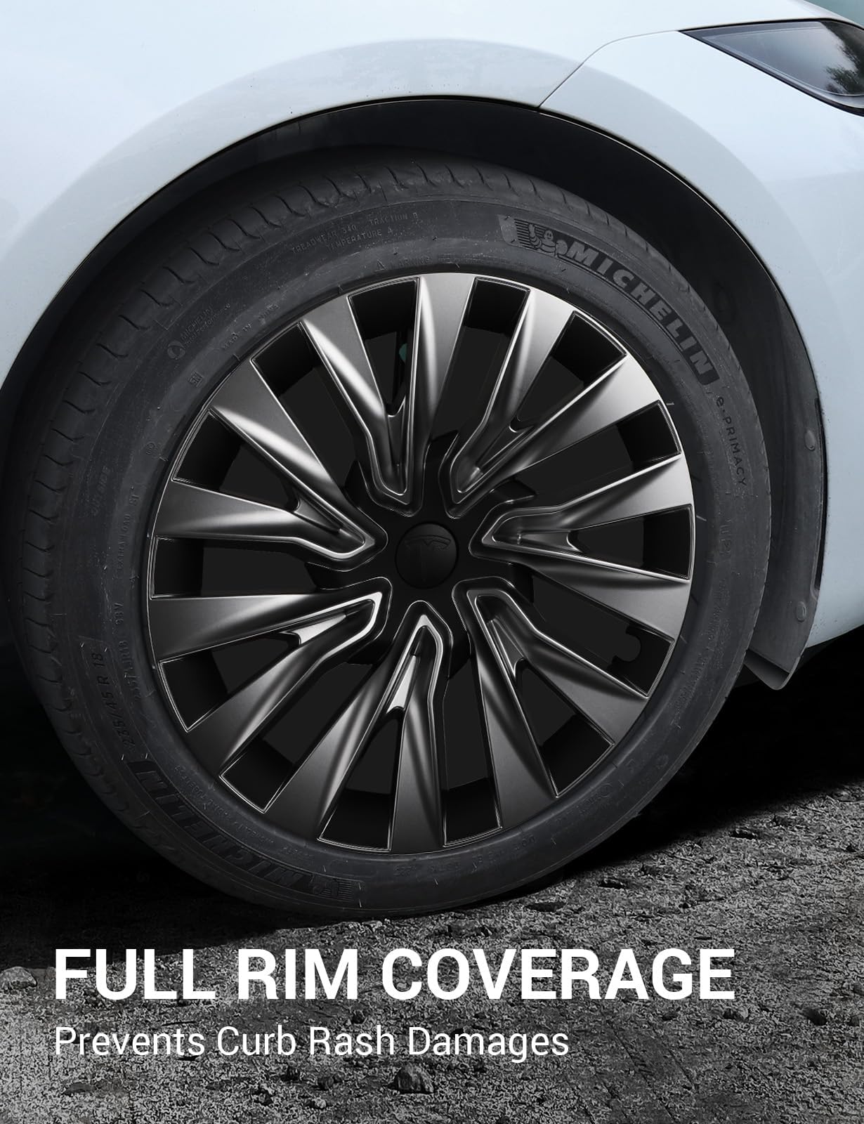 BASENOR 2025 Upgraded Tesla Model 3 Nova Wheel Covers Hubcaps 18 Inch Hub Caps Rim Protectors Cover Replacement Protection for 2024 2025 Model 3 Highland Accessories Silver (Set of 4)