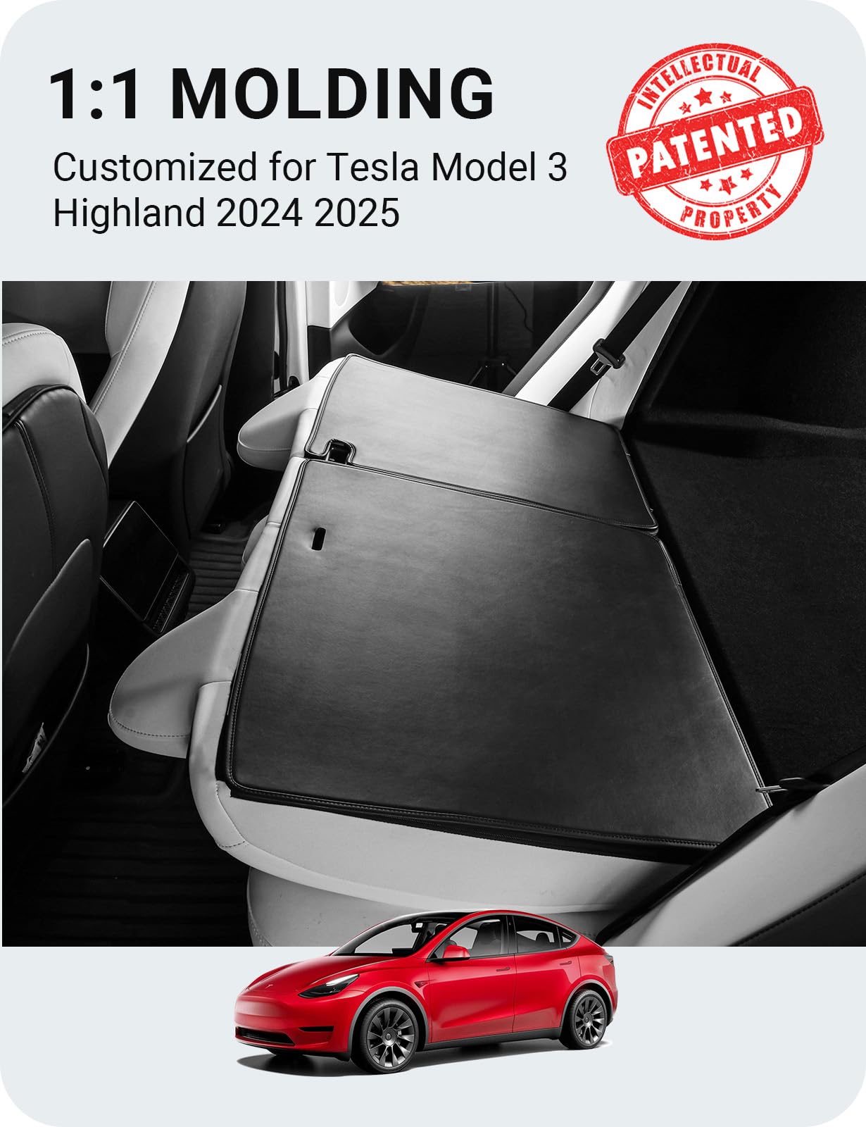 BASENOR 2024 2025 Upagraded Tesla Model 3 Highland Second Row Seats Back Cover All Weather Rear Seat Back Cover Backrest Protector Winter Seat Protector Pet Mat Pack of 2