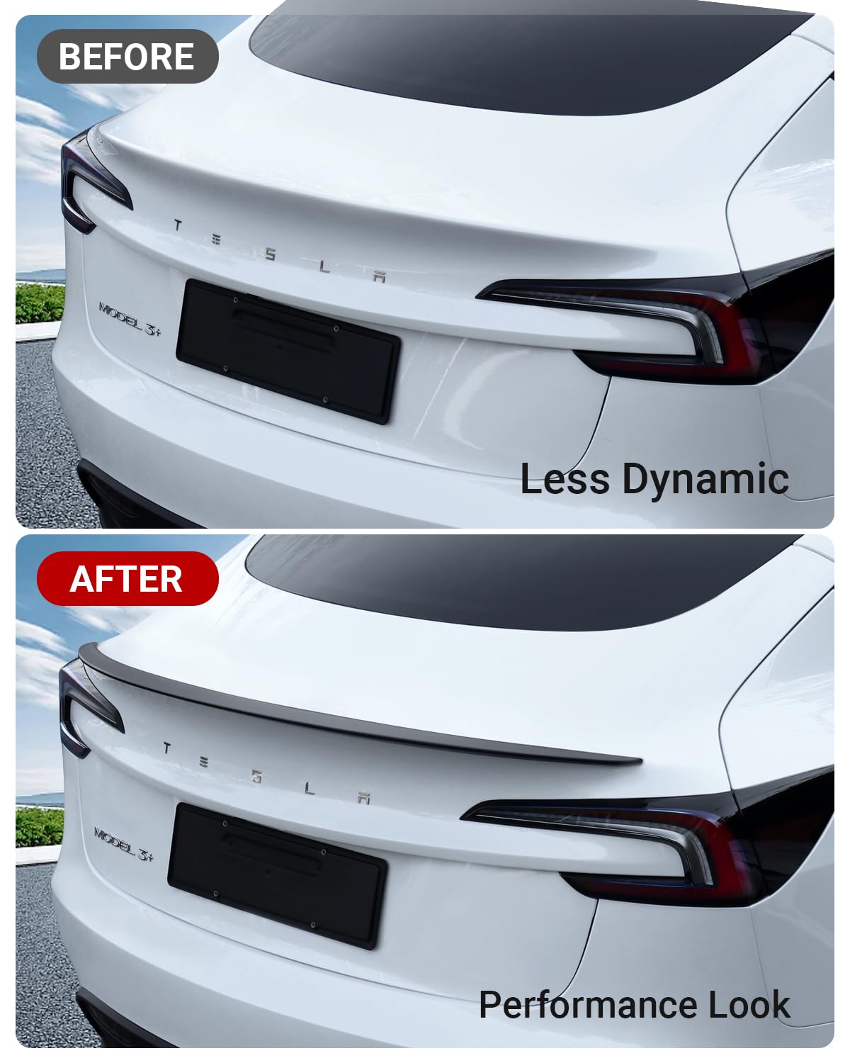 BASENOR 2025 Tesla Model 3 Spoiler OEM Rear Spoiler Wing Performance Rear Trunk Lip ABS Material Model 3 Accessories Highland 2024 2025 Matte Black Gen 2