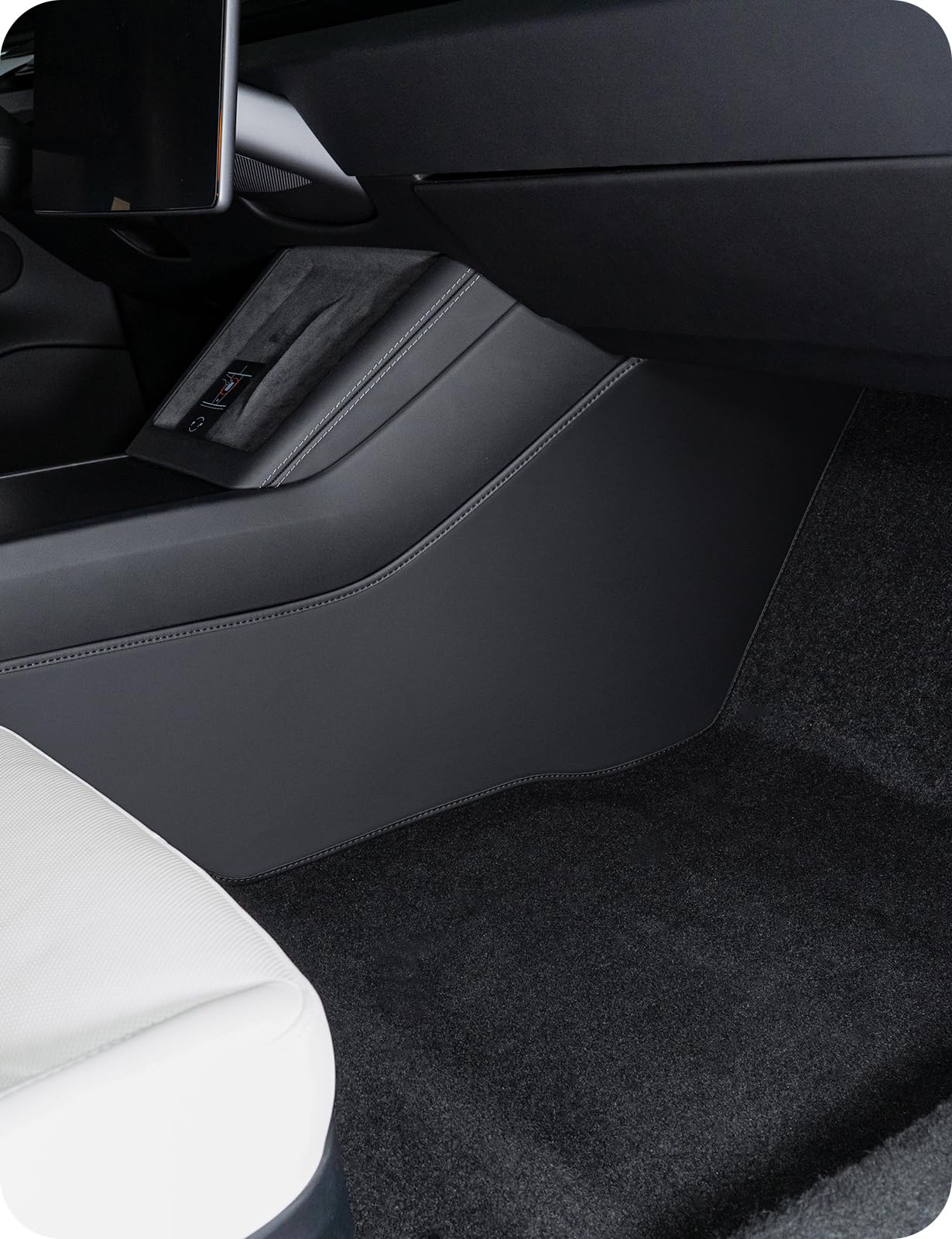 BASENOR 2025 2024 Tesla Model 3 Center Console Side Anti-Kick Mats, Waterproof & Dust Resistant Protector Cover Front Seat Side Leather Pad for Model 3 Highland Interior Accessories 2PCS