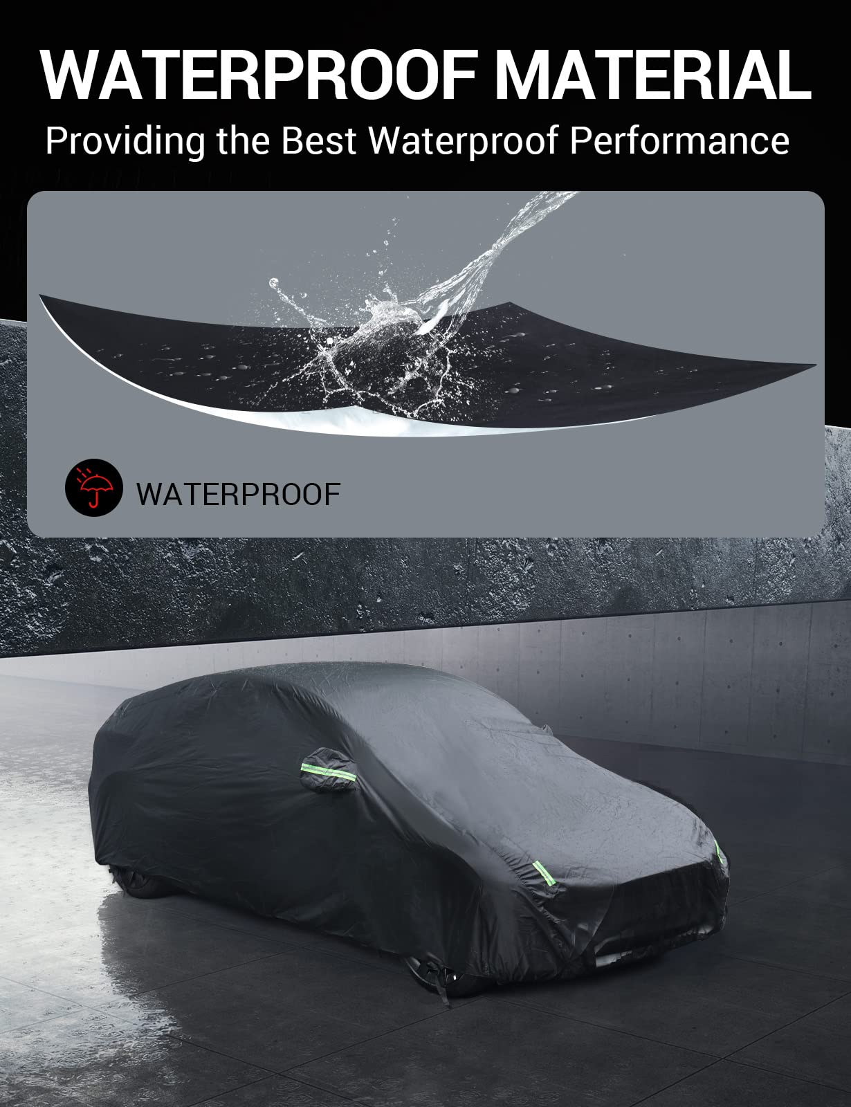 BASENOR Tesla Car Cover for Model Y 2020-2026, Waterproof All-Weather Outdoor Shield from UV Sun, Snow & Dust, Full Exterior Cover w/Zipper Access & Charging Port (Standard, Premium & Performance)