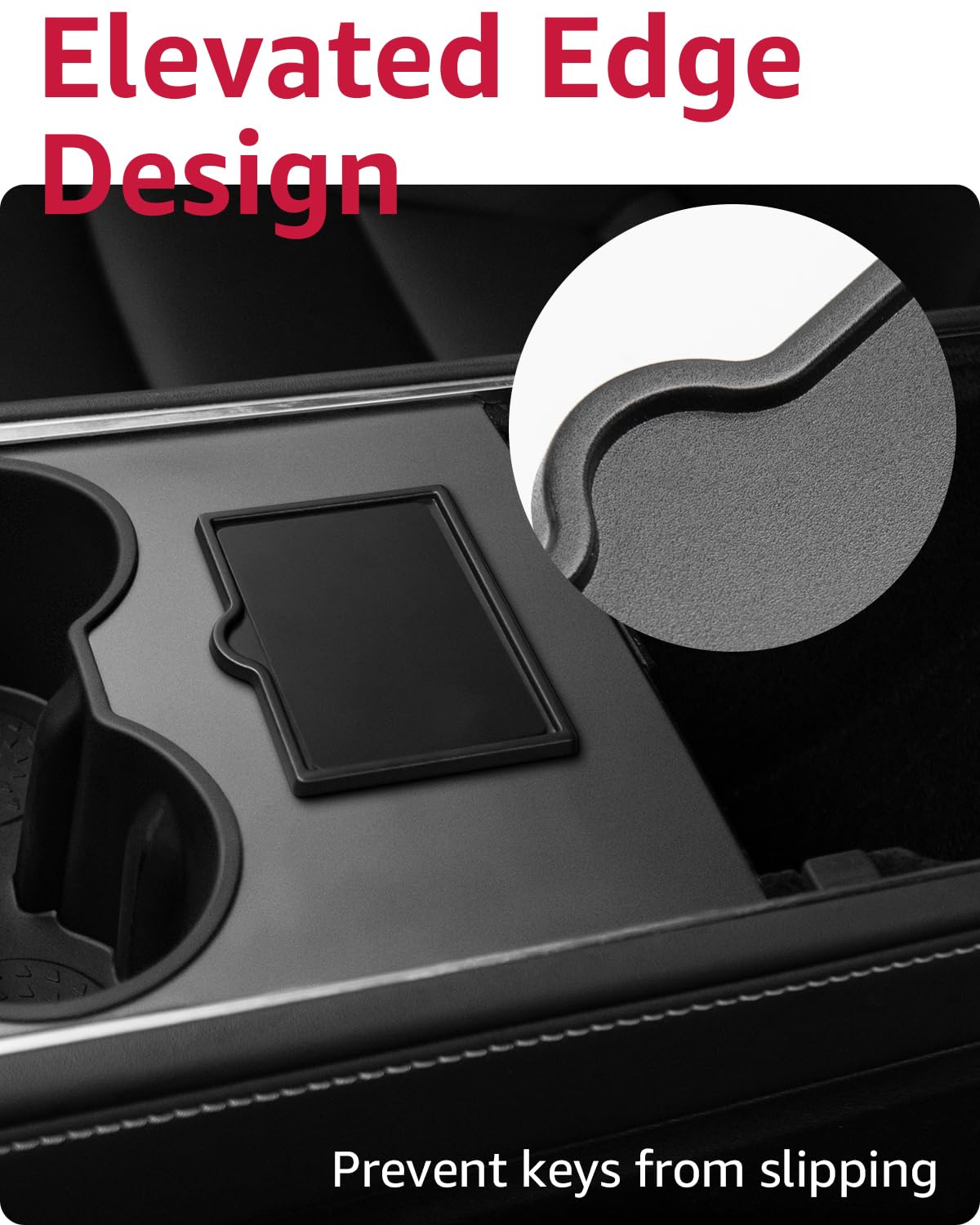 BASENOR Key Card Holder for 2017-2024 Tesla Model Y Model 3 Center Console Card Holder Key Protector Cover Custom Fit Model Y Model 3 Accessories