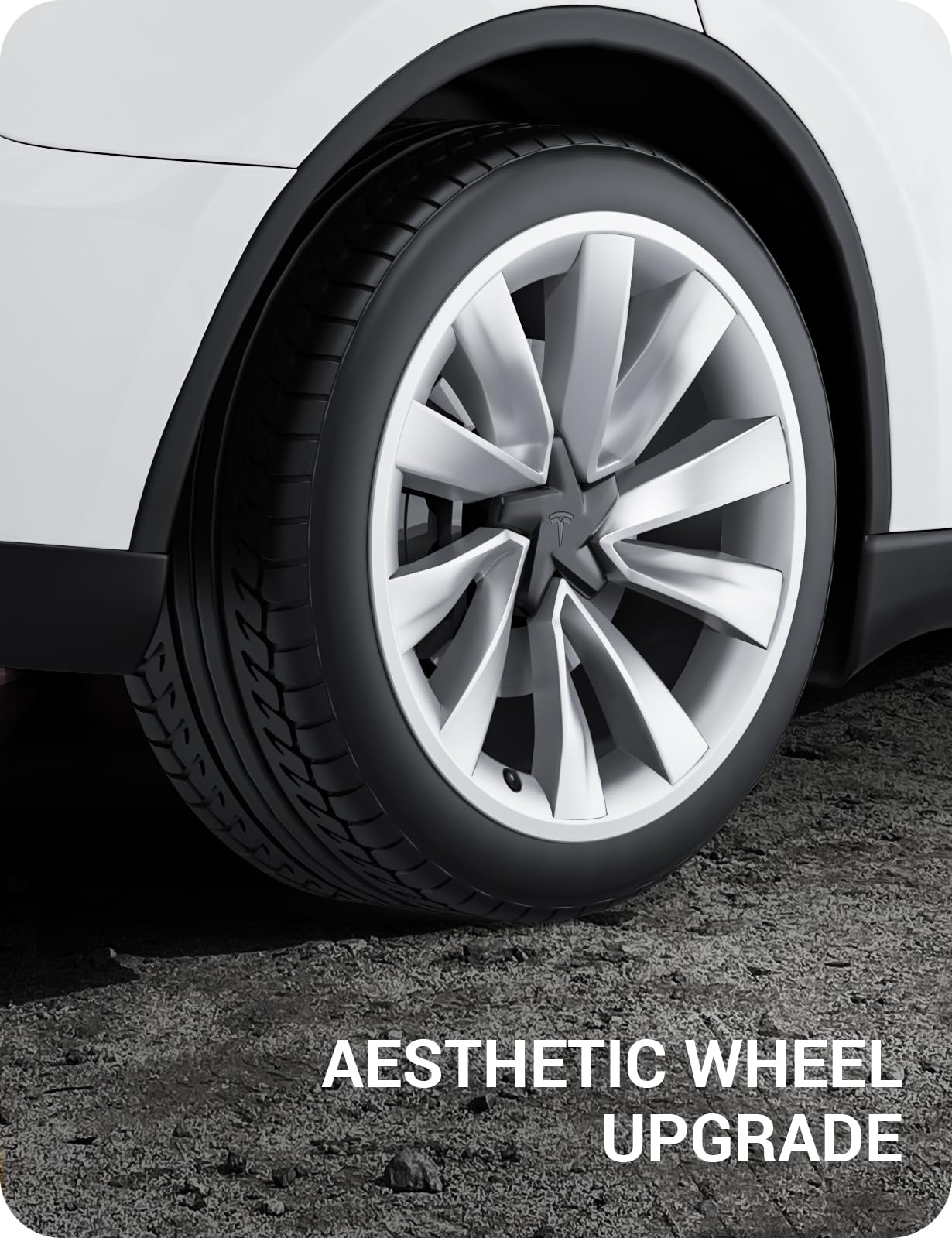 BASENOR 2026 2025 Tesla Model Y Juniper 20 Inch Wheel Rim Protector, Rim Guard Hubcap Curb Rash Cover, Car Protection Tire Trim Rings for Model Y Exterior Accessories Silver