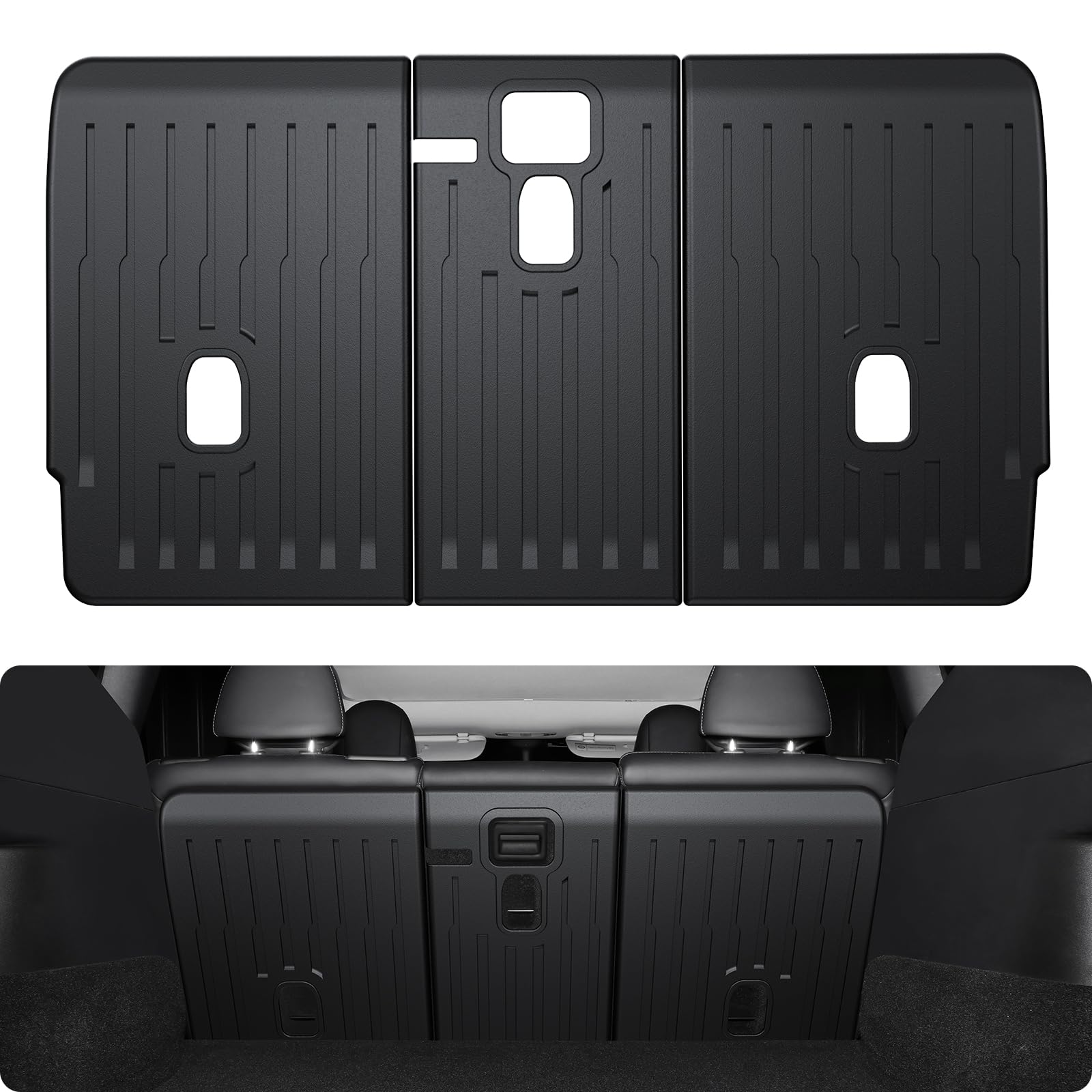 BASENOR 3PCS Tesla Model Y Second Row Seats Back Cover All Weather TPE Rear Back Seat Protector Waterproof Interior Backrest Cover Pet Mat for 2024-2020 Model Y Accessories