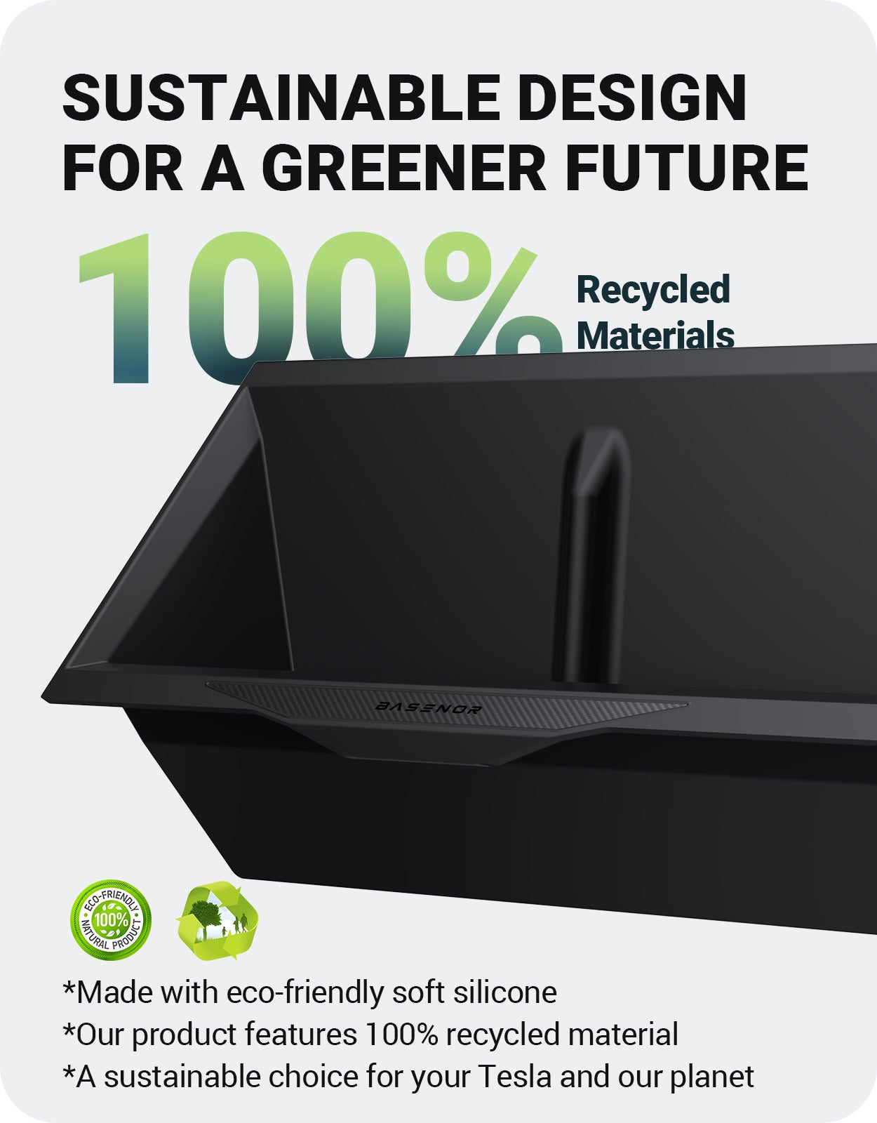 BASENOR 2024 Tesla Cybertruck Wireless Charger Mat Carbon Fiber