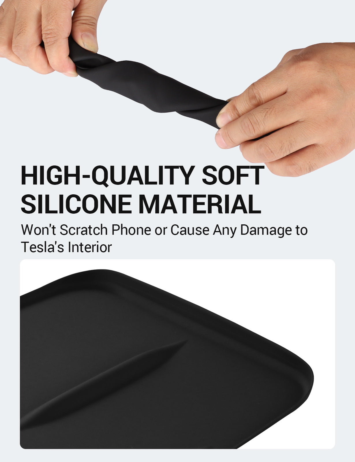 BASENOR Tesla Model Y Model 3 Center Console Wireless Charger Mat Silicone Cover Wireless Charging Phone Pad for Tesla Interior Accessories (Not Suitable for 2024 2025 Model 3)