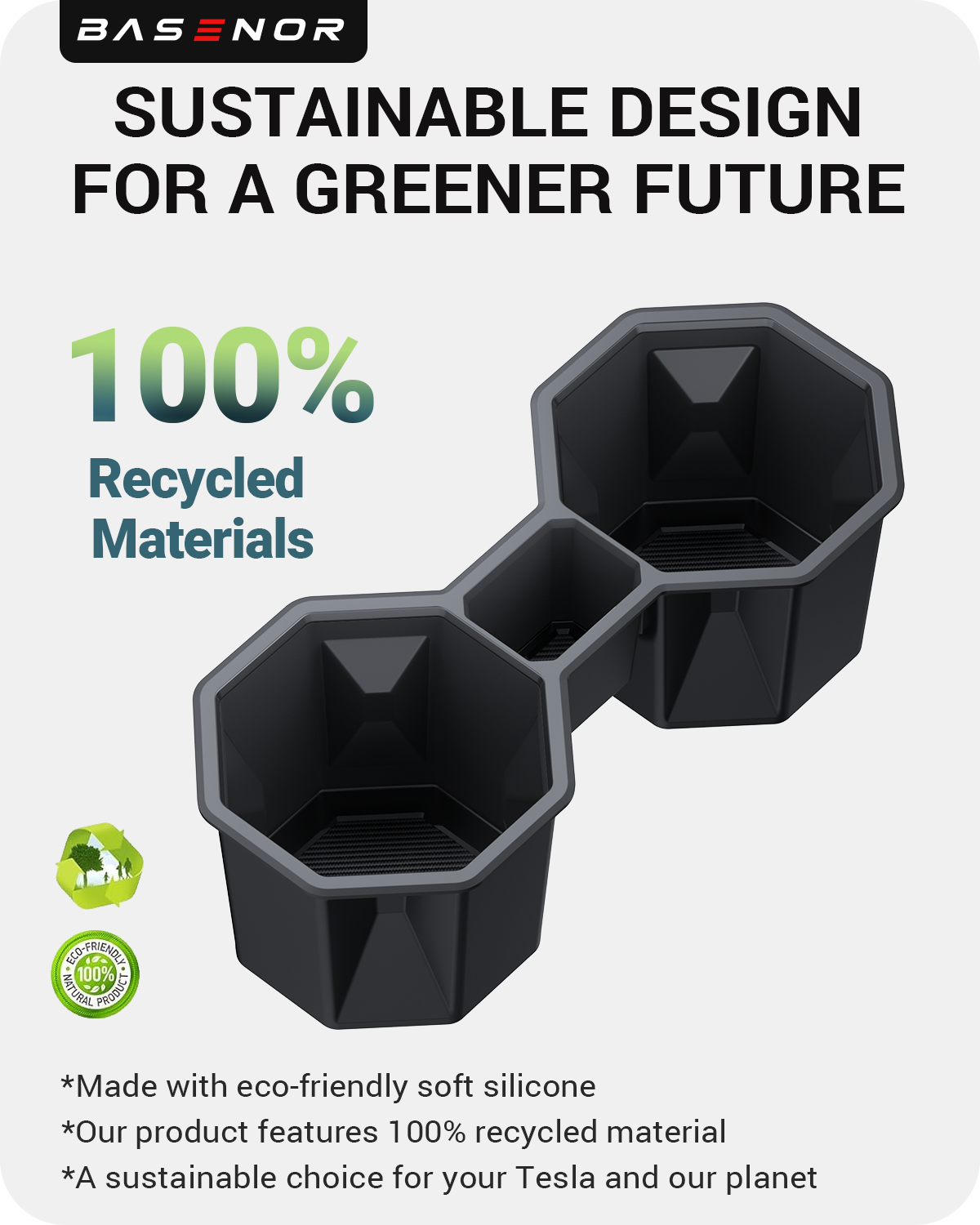 2024-2026 Tesla Cybertruck Cup Holder Insert - Carbon Silicone Non-Slip - Image 9