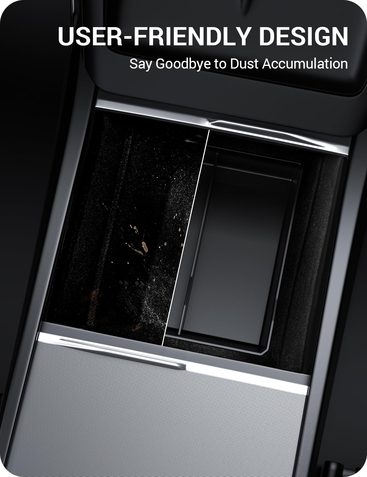 BASENOR Upgraded 2024 2025 Tesla Model 3 Highland Lower Center Console Organizer Tray, Bottom Console Storage Box Pad Refresh Interior Accessories