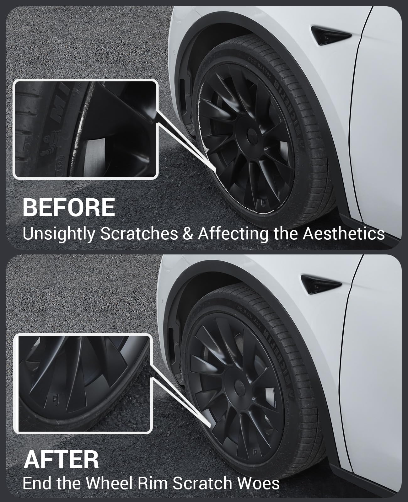 BASENOR Tesla Model Y 20 Inch Wheel Rim Protector ABS Rim Guard Rim Hubcap Cover Car Protection Tire Trim Rings for Model Y Exterior Accessories