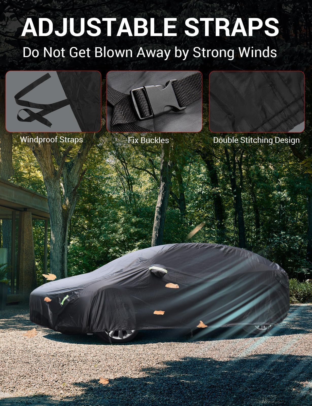 BASENOR 2026 Upgrade Tesla Car Cover for Model X Model X Plaid All-Weather Waterproof UV Protection Full Exterior Accessories with Charge Port Opening & Ventilated Mesh 2015-2026