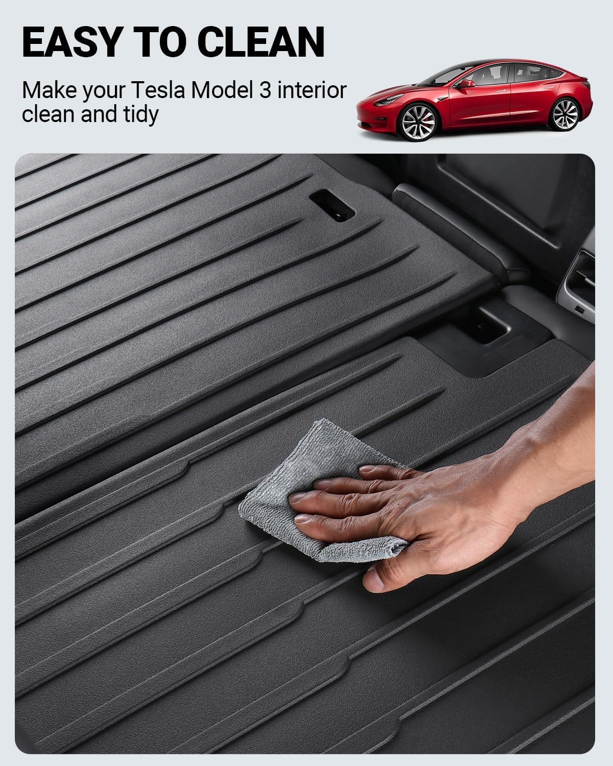 BASENOR 2017-2023 Tesla Model 3 Second Row Seats Back Cover All Weather TPE Rear Seat Back Cover Waterproof Backrest Protector Interior Seat Protector Pet Mat Accessories 2PCS