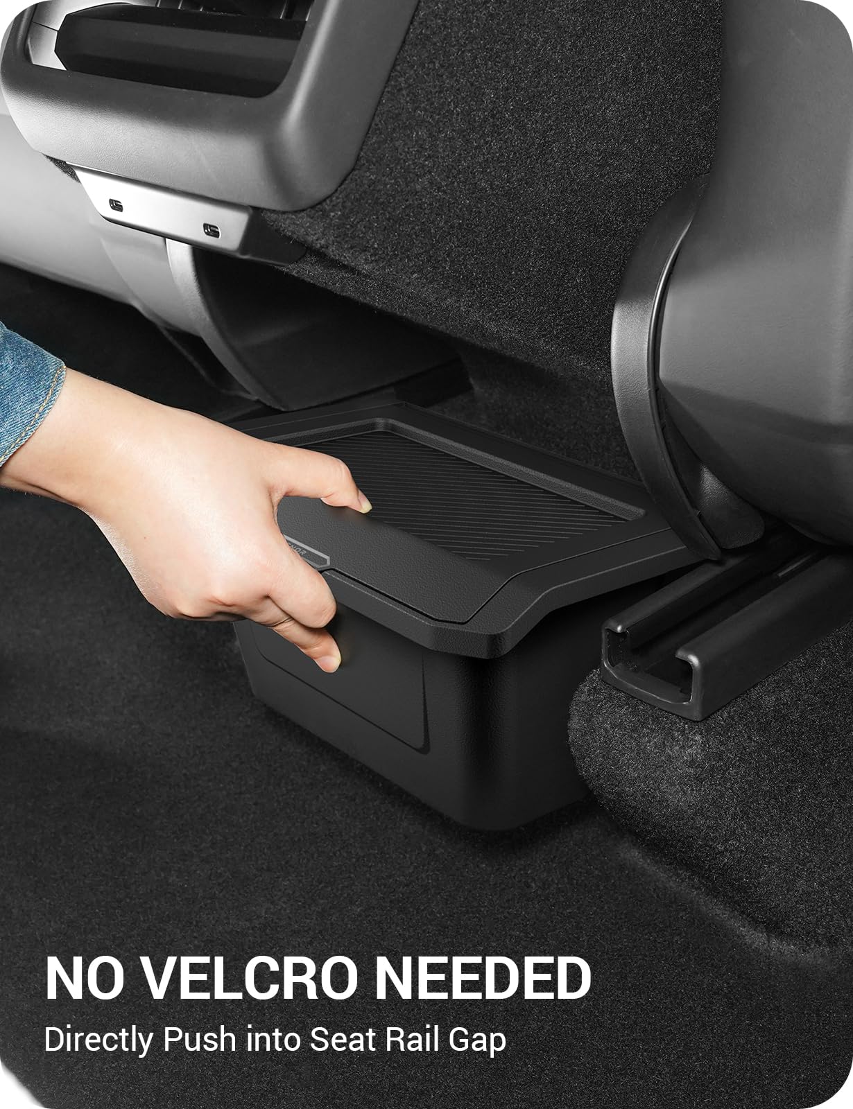 Tesla Model Y Juniper 2-in-1 trash can and organizer open compartment view