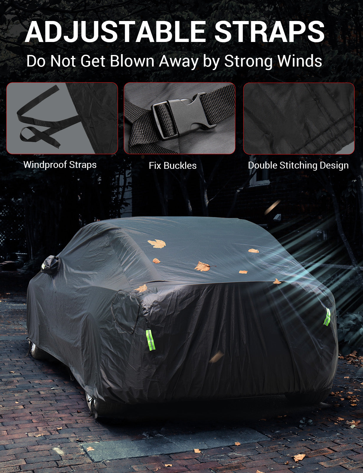 BASENOR Tesla Model 3 Car Cover All-Weather UV Protection Full Exterior Accessories with Charge Port Opening & Ventilated Mesh for Model 3 2017-2023