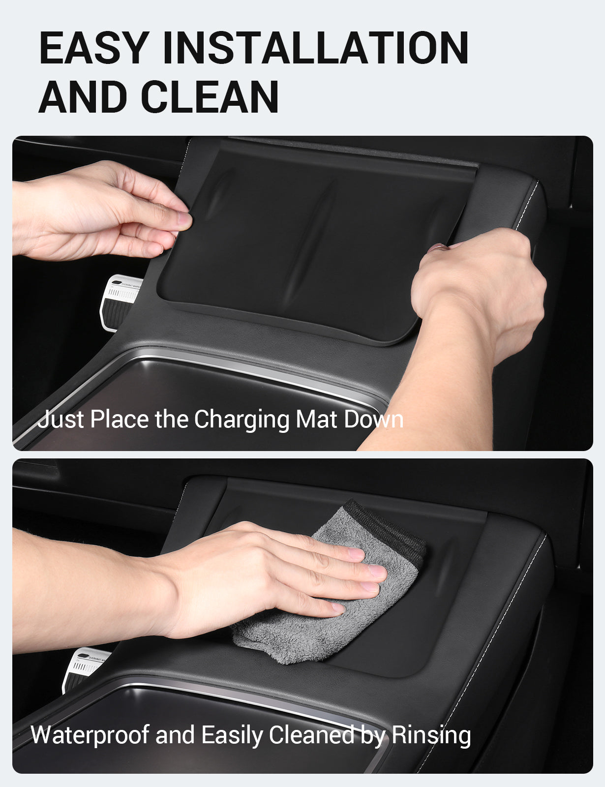 BASENOR Tesla Model Y Model 3 Center Console Wireless Charger Mat Silicone Cover Wireless Charging Phone Pad for Tesla Interior Accessories (Not Suitable for 2024 2025 Model 3)