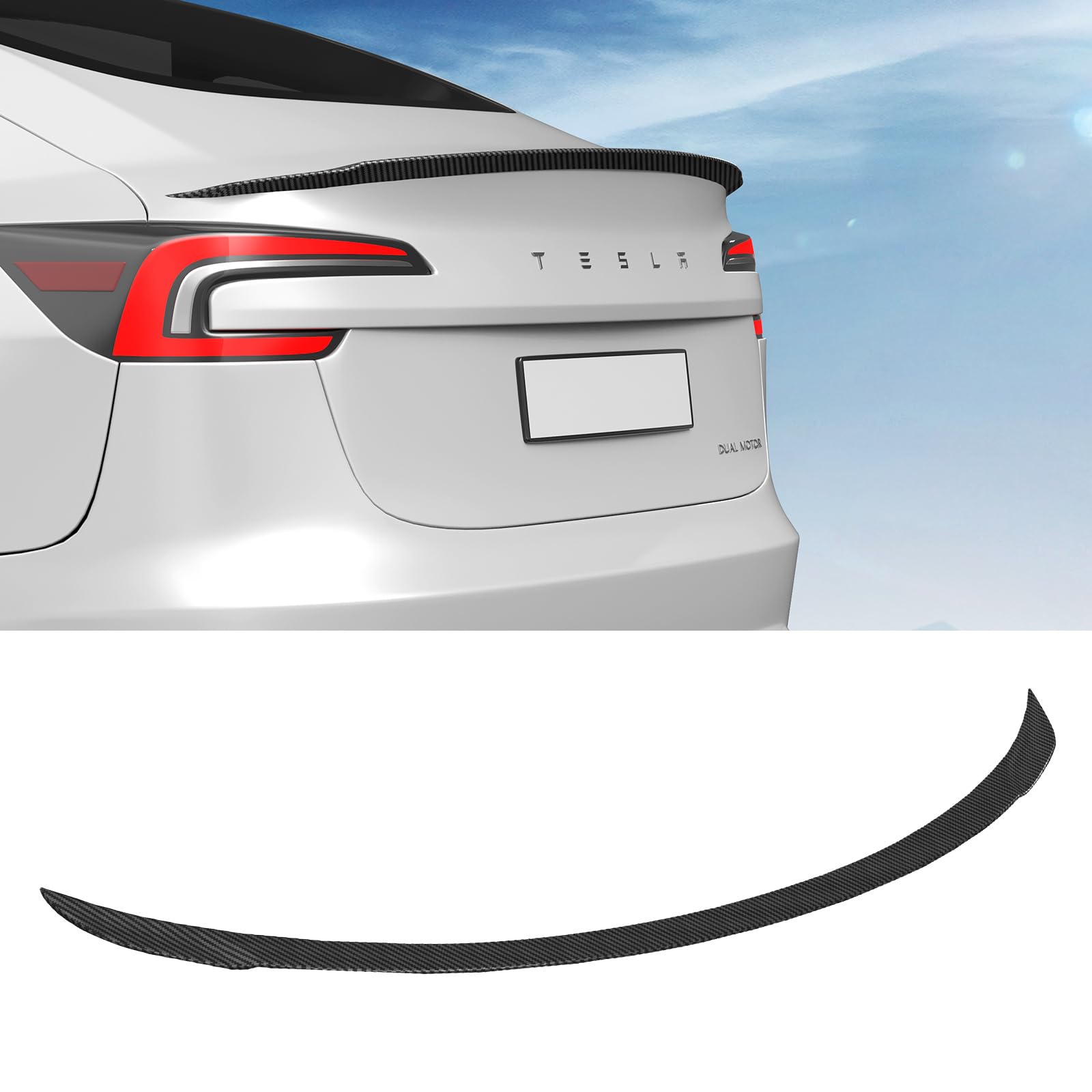 BASENOR 2024-2026 Tesla Model 3 Performance Spoiler ABS Material Rear Spoiler Wing OEM (Matte Carbon Fiber) Rear Trunk Lip Model 3 Performance Accessories