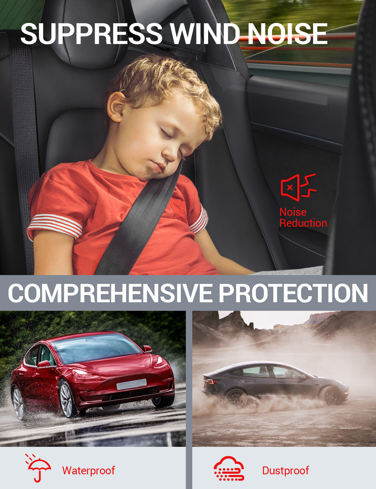 BASENOR Door Seal Kit for 2016-2024 Tesla Model 3 - Image 3