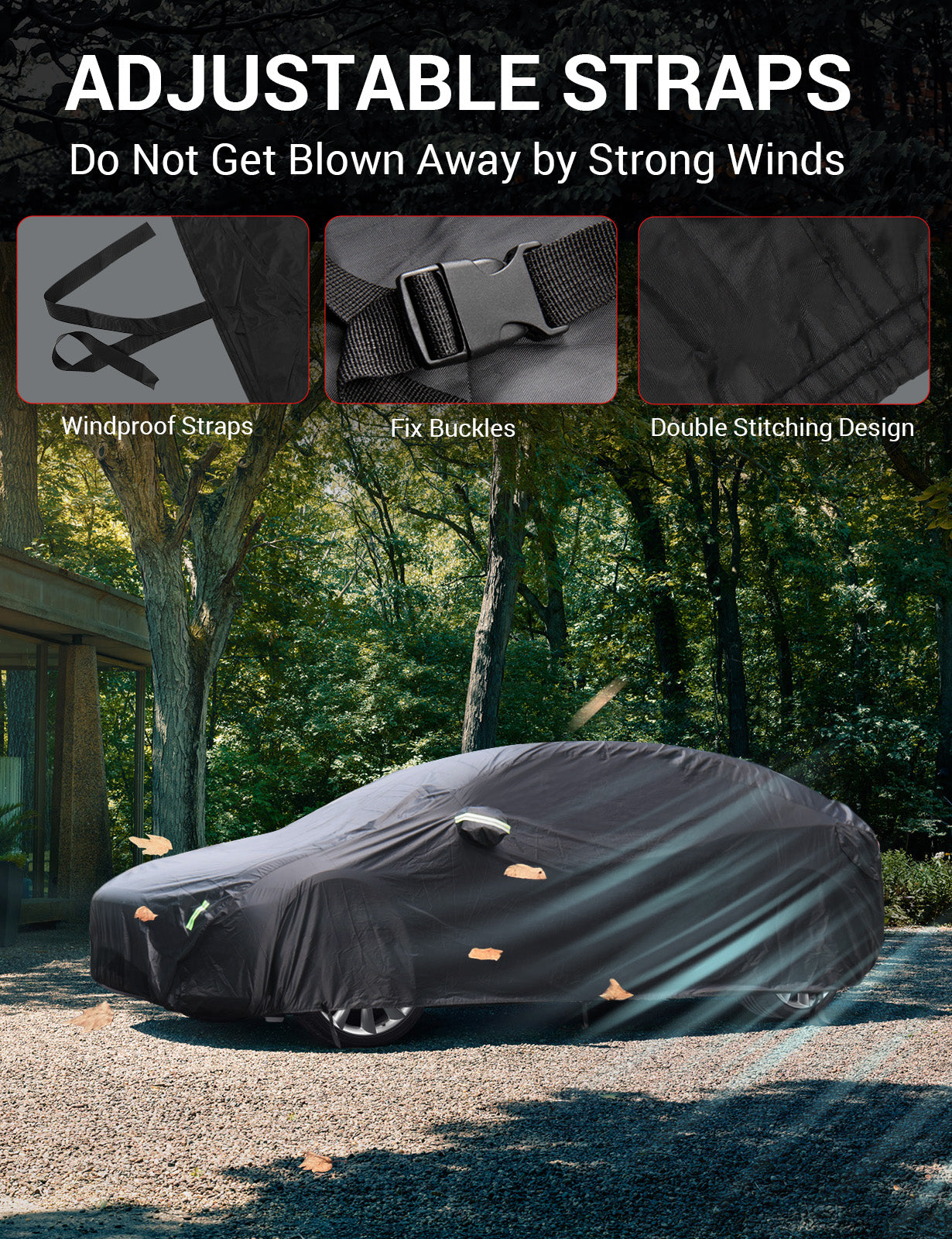 BASENOR Tesla Model X Car Cover All-Weather UV Protection Full Exterior Accessories with Charge Port Opening & Ventilated Mesh for Model X Plaid SUV 2015-2024 - Image 8