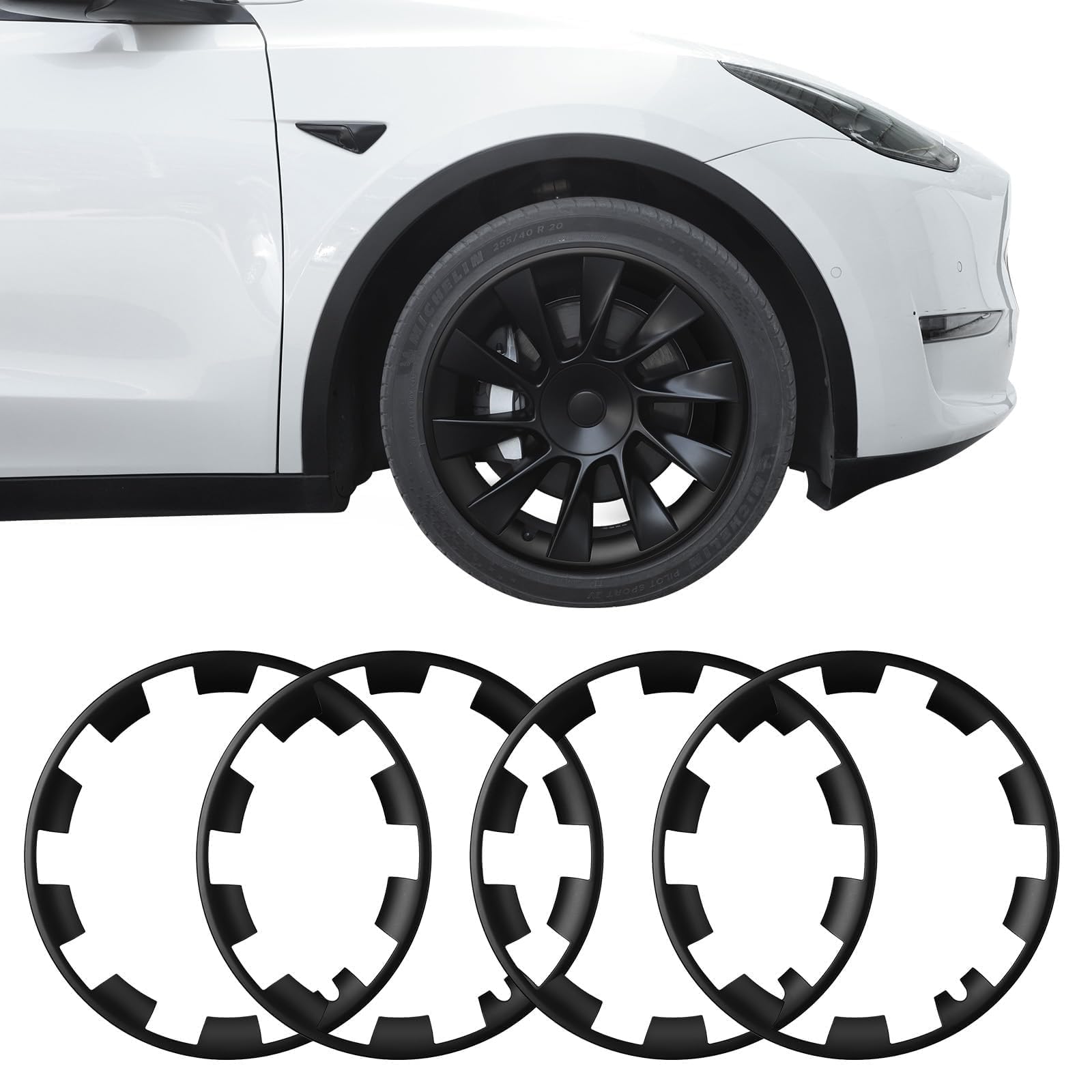 BASENOR Tesla Model Y 20 Inch Wheel Rim Protector ABS Rim Guard Rim Hubcap Cover Car Protection Tire Trim Rings for Model Y Exterior Accessories