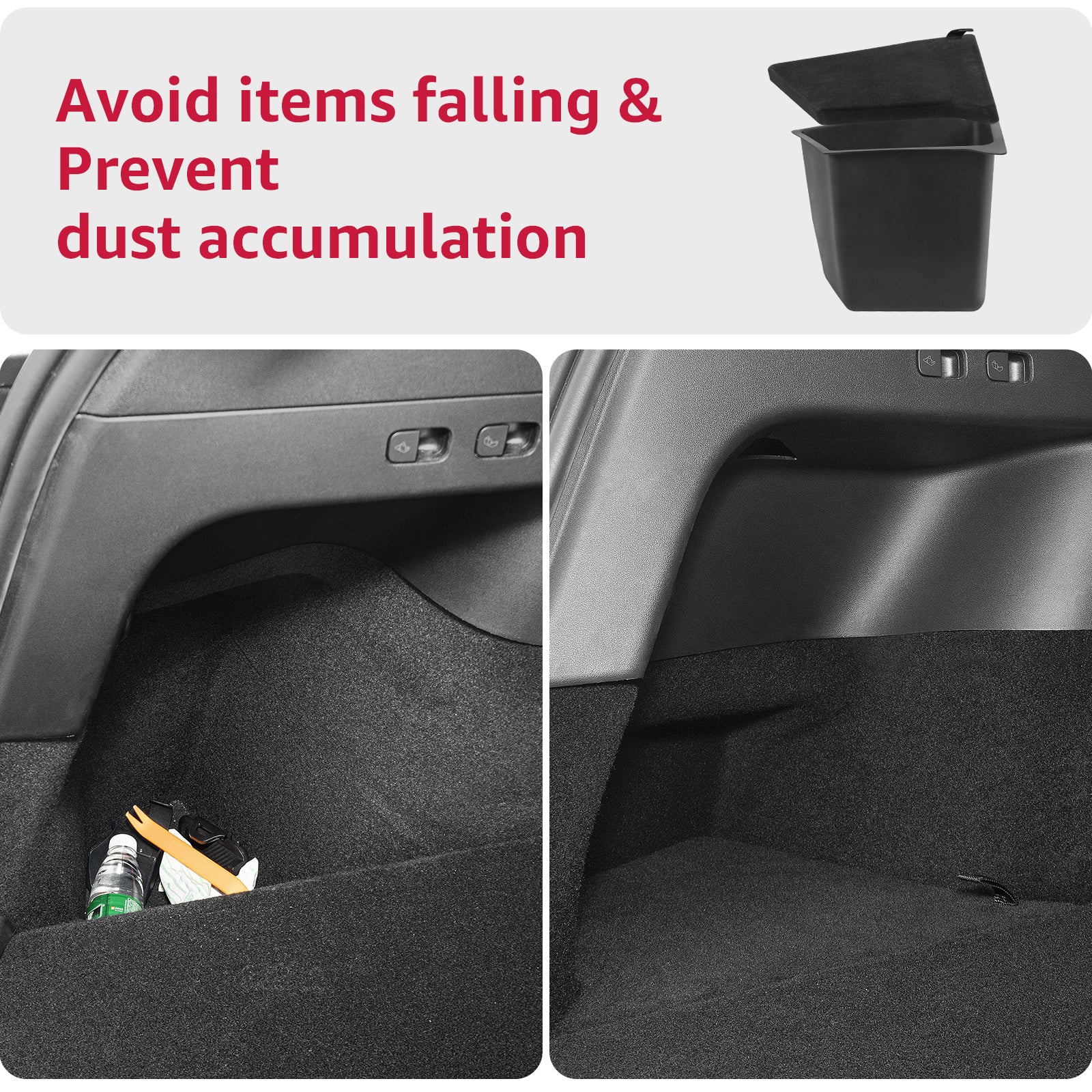 BASENOR Trunk Organizer Storage Bins with Lip for Tesla Model Y(Set of 2)