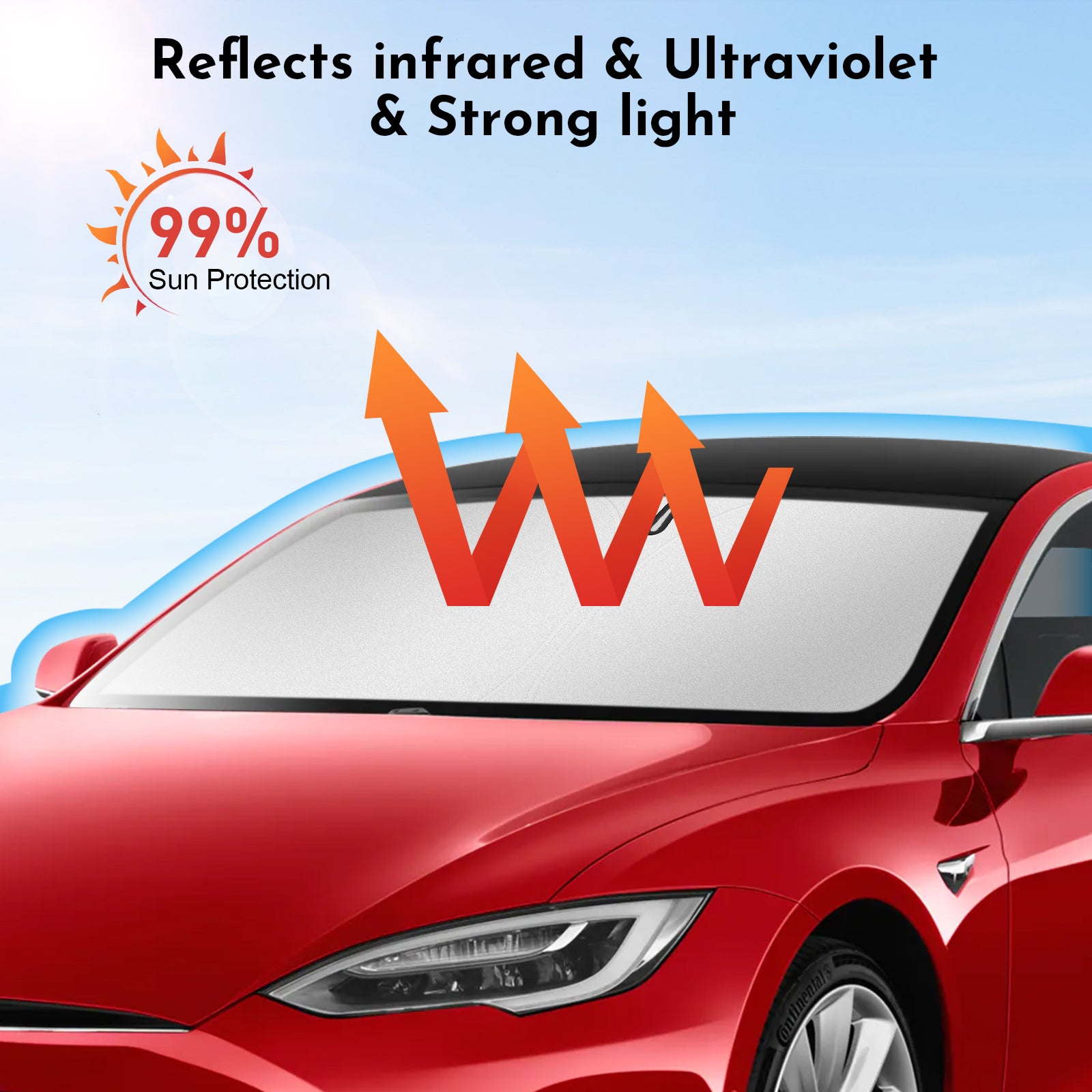 BASENOR Windshield Sunshade for 2021–2025 Tesla Model S