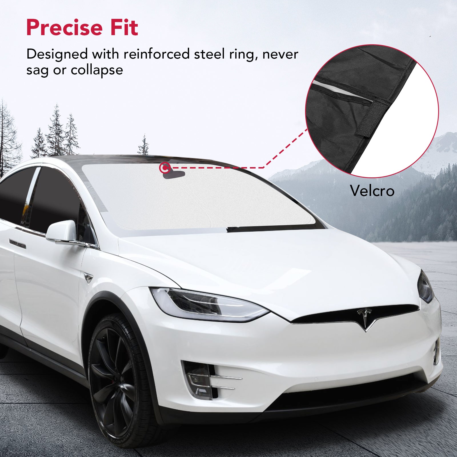 BASENOR Tesla Model X Windshield Sunshade Folding Sun Visor Protector Sun Shade Cover with a Storage Bag