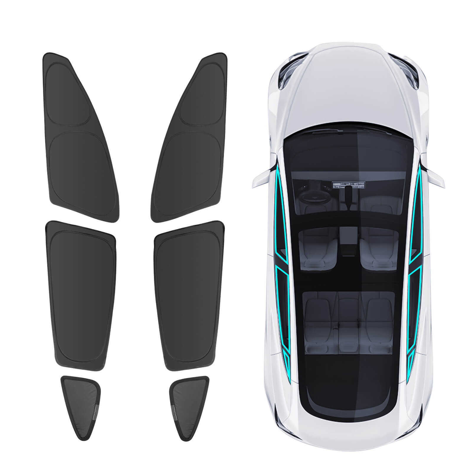 for Tesla Model 3 Side Window Sunshade - 6 Pieces Camping Privacy Shade  Set, Upgraded 4 Layers UV Blocker Car Window Sun Shade for Model 3  Accessories