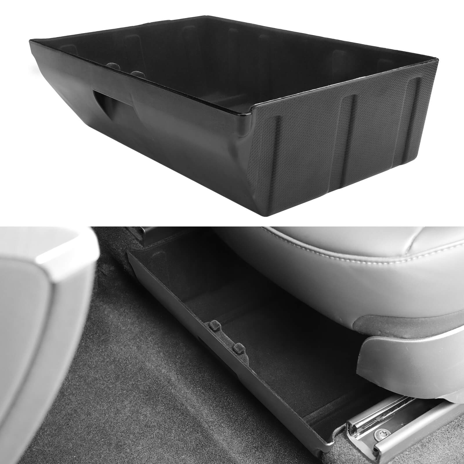 2PCS Model Y Under Seat Storage Box Organizer Underseat Hidden Tray with  Lid for 2020-2024 Tesla Model Y Interior Accessories