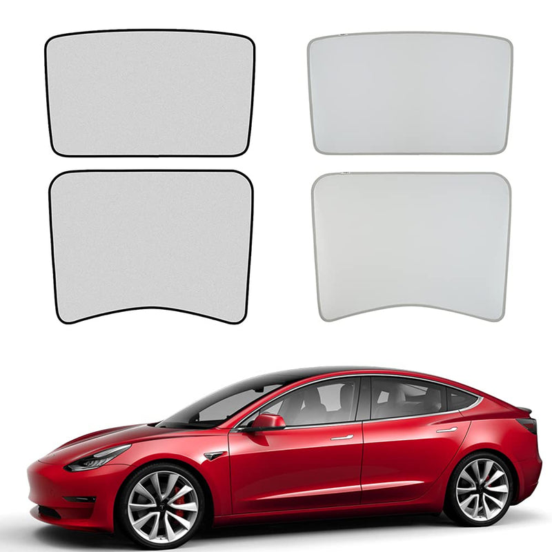 BASENOR Front & Rear Glass Roof Sunshades (Set of 4 ) for 2023 2022 2021 Tesla Model 3