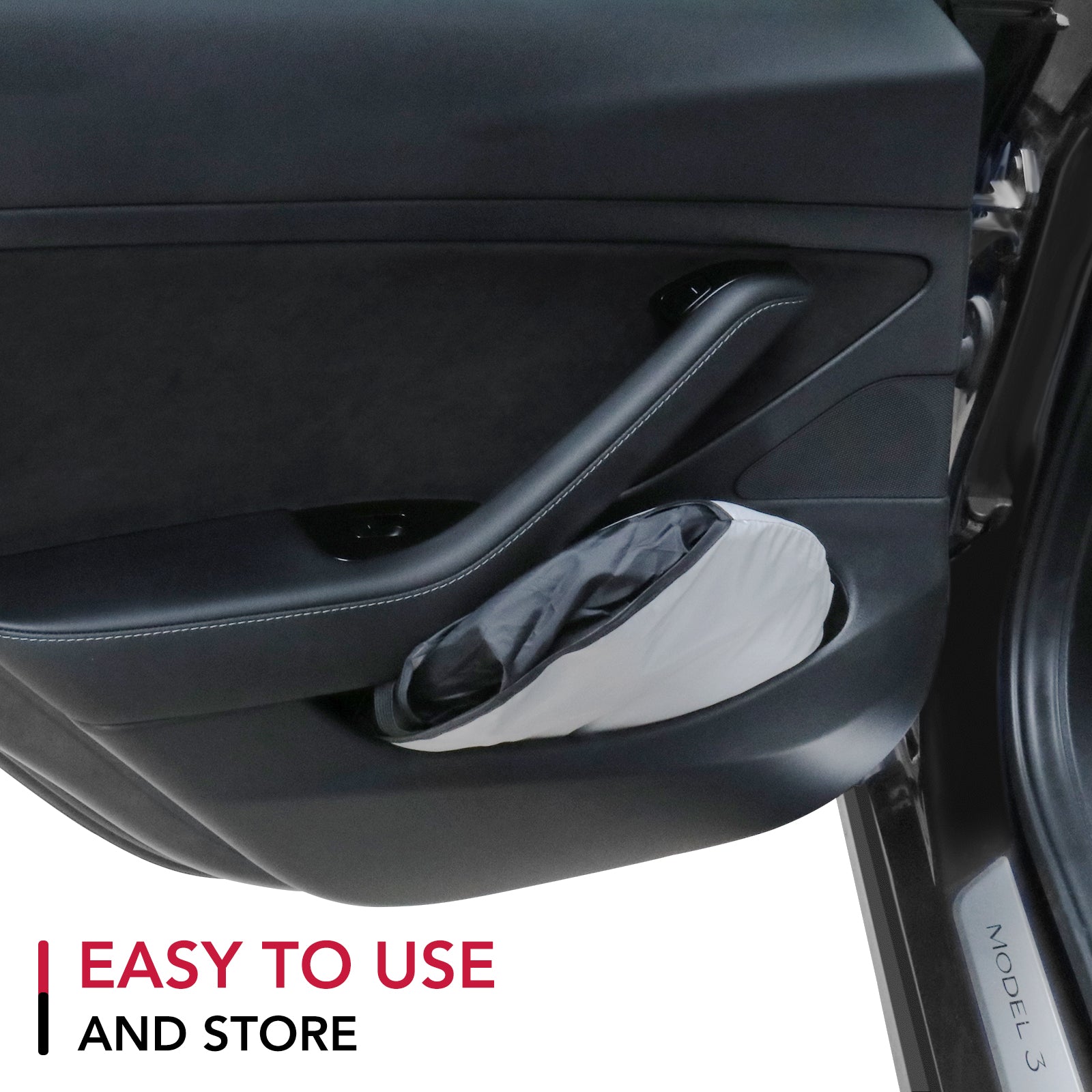 2017-2026 Tesla Model 3 & Model Y Windshield Sunshade - Foldable Silver Reflective - Image 7