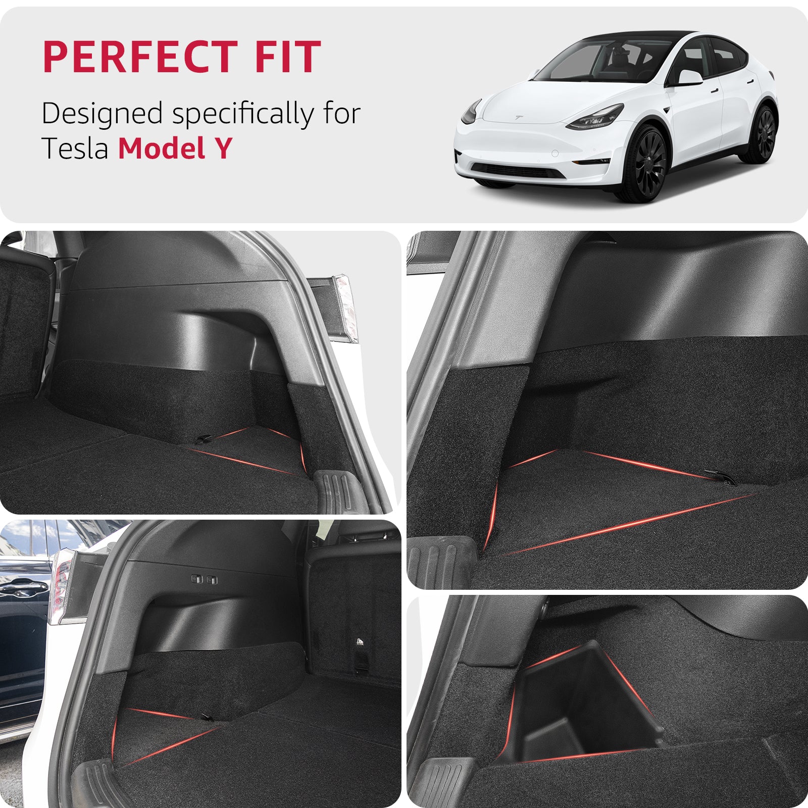 2020-2024 Tesla Model Y Trunk Storage Bins - Waterproof Carpeted 2PCS - Image 4