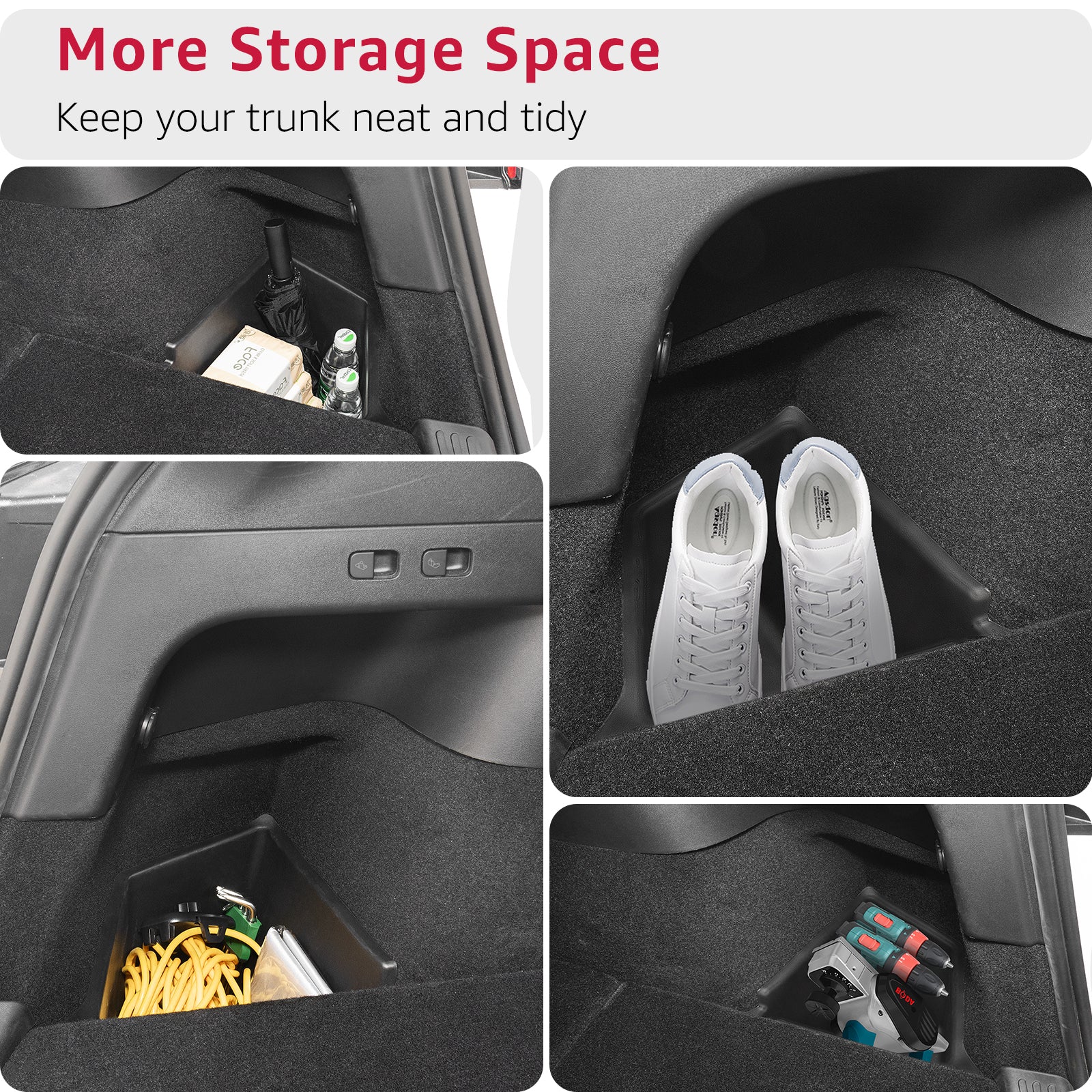 2020-2024 Tesla Model Y Trunk Storage Bins - Waterproof Carpeted 2PCS - Image 7